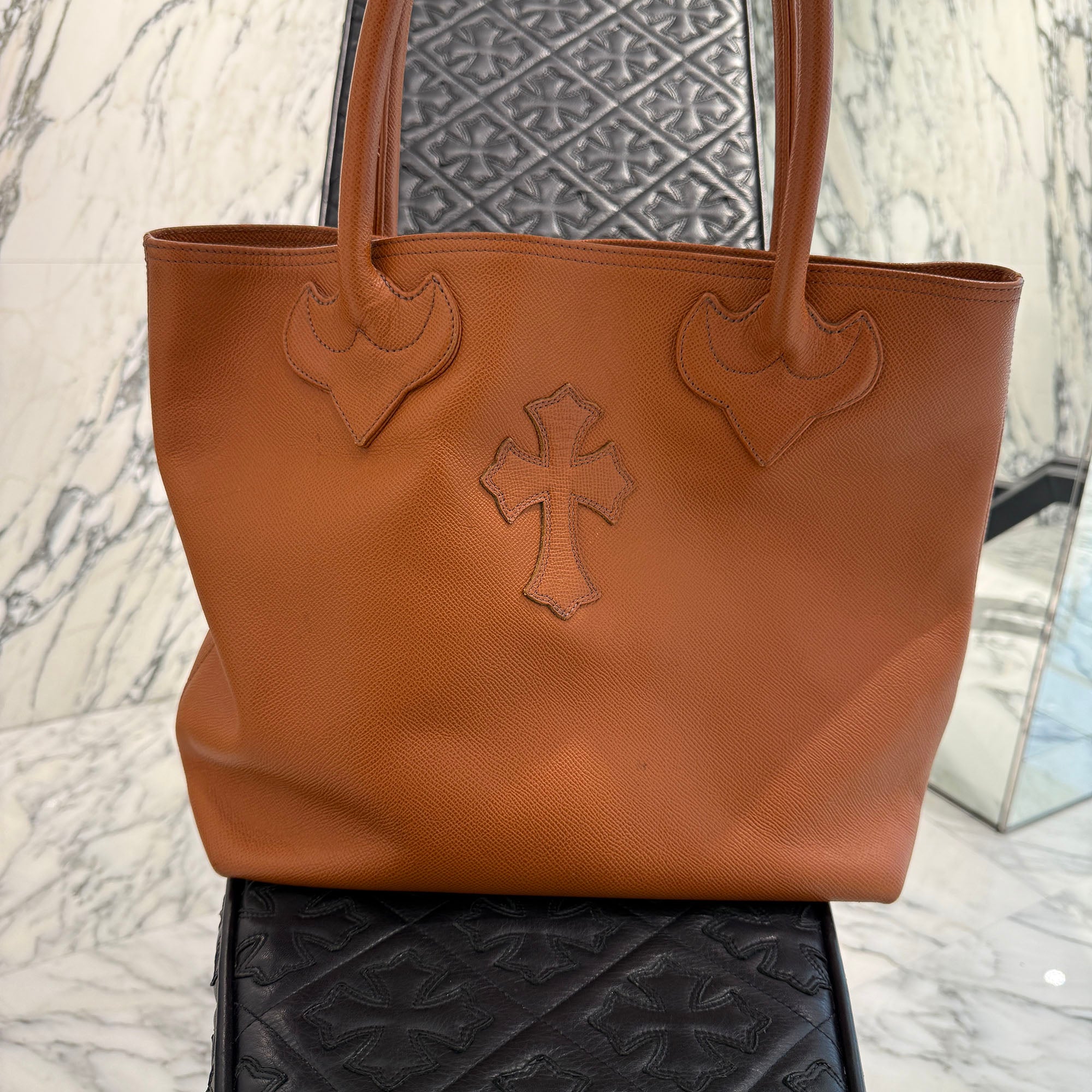 CHROME HEARTS 1 Cross Leather Patch FS Tote Bag クロムハーツ 1
