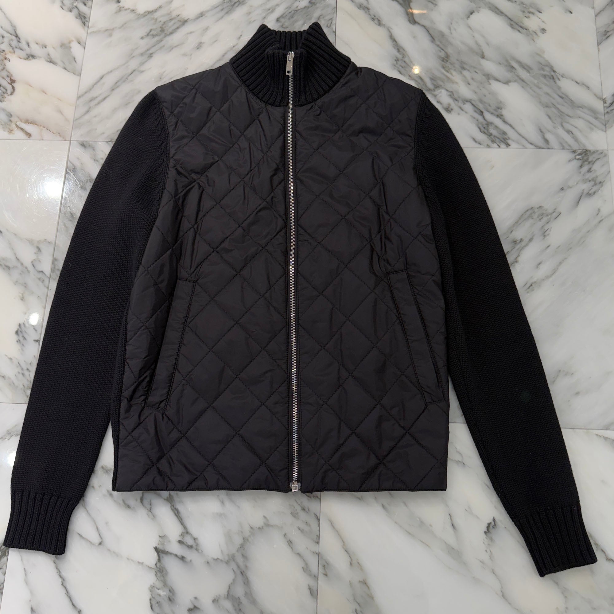 PRADA 2020AW Quilted Knit Zip Up Blouson Jacket UMC898 R142 EV5 Size 46 プラダ キルティング切替 ニット ジップアップ ブルゾンジャケット サイズ46