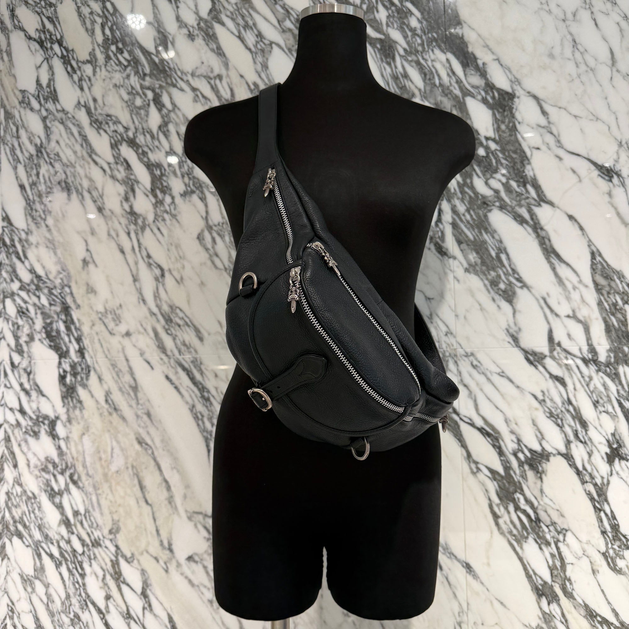 CHROME HEARTS 1 SNAT PACK LEATHER WAIST BAG クロムハーツ 1スナット