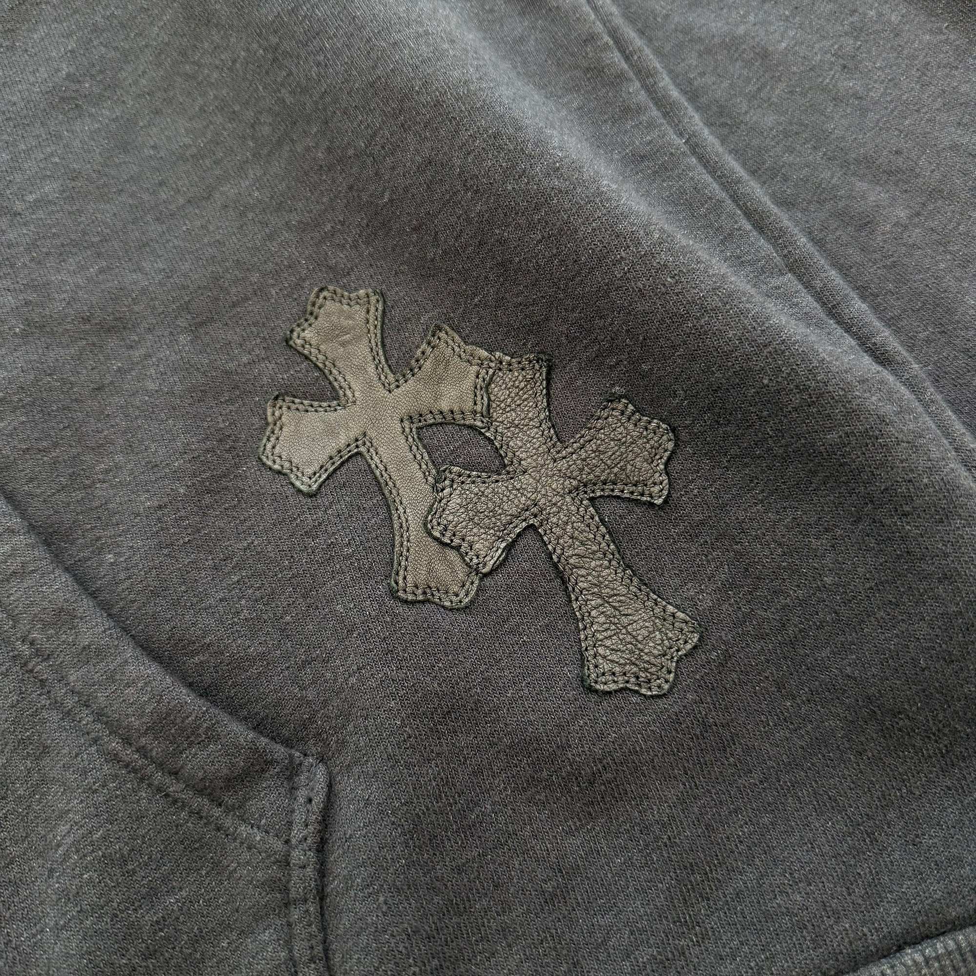 CHROME HEARTS Y NOT Cemetery Cross Leather Patch Pullover Hoodie Size XL クロムハーツ ワイノット セメタリークロスレザーパッチ プルオーバー フーディー サイズXL