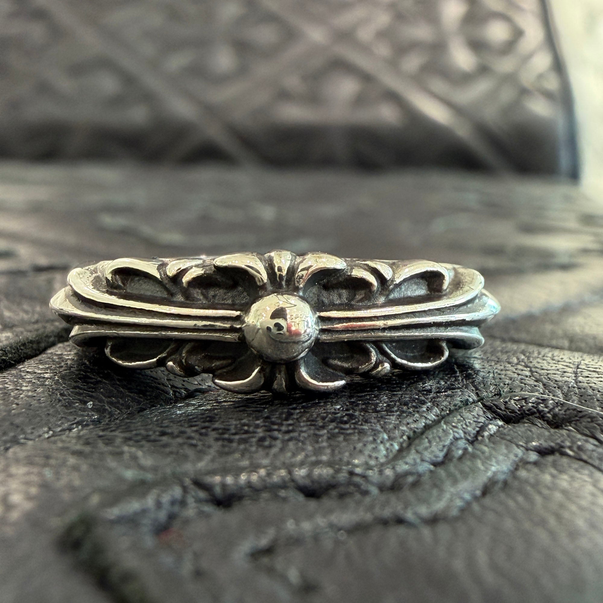 CHROME HEARTS Baby Classic Floral Cross Ring 18号 クロムハーツ ベイビークラシック フローラルクロス リング サイズ18号