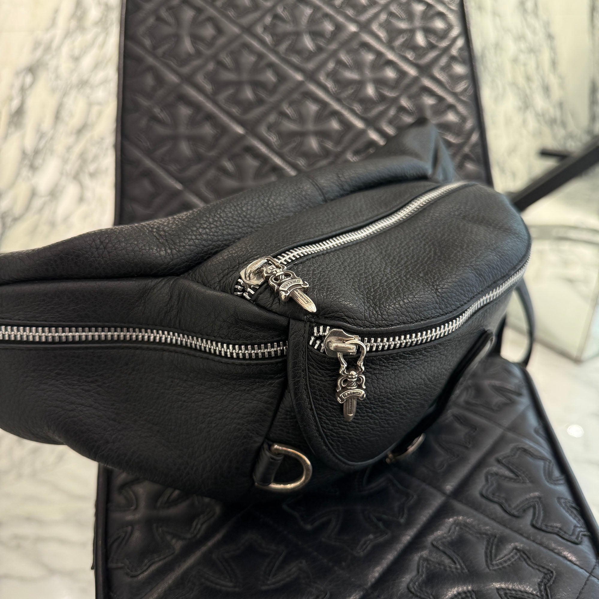 CHROME HEARTS 1 SNAT PACK LEATHER WAIST BAG クロムハーツ 1スナット