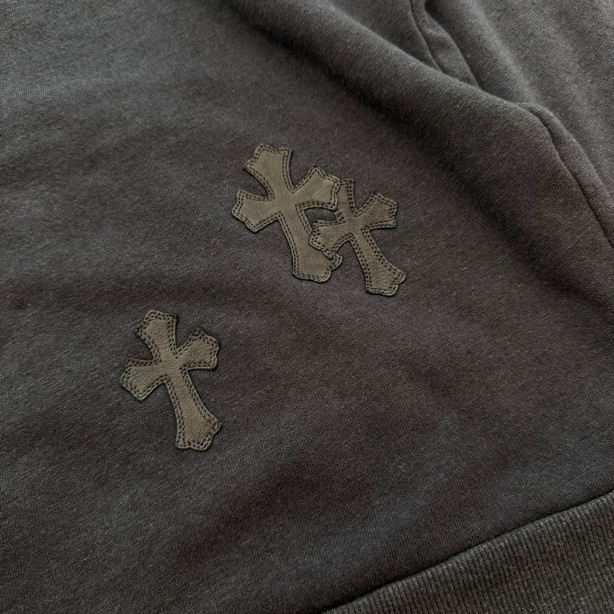 CHROME HEARTS Y NOT Cemetery Cross Leather Patch Pullover Hoodie Size XL クロムハーツ ワイノット セメタリークロスレザーパッチ プルオーバー フーディー サイズXL
