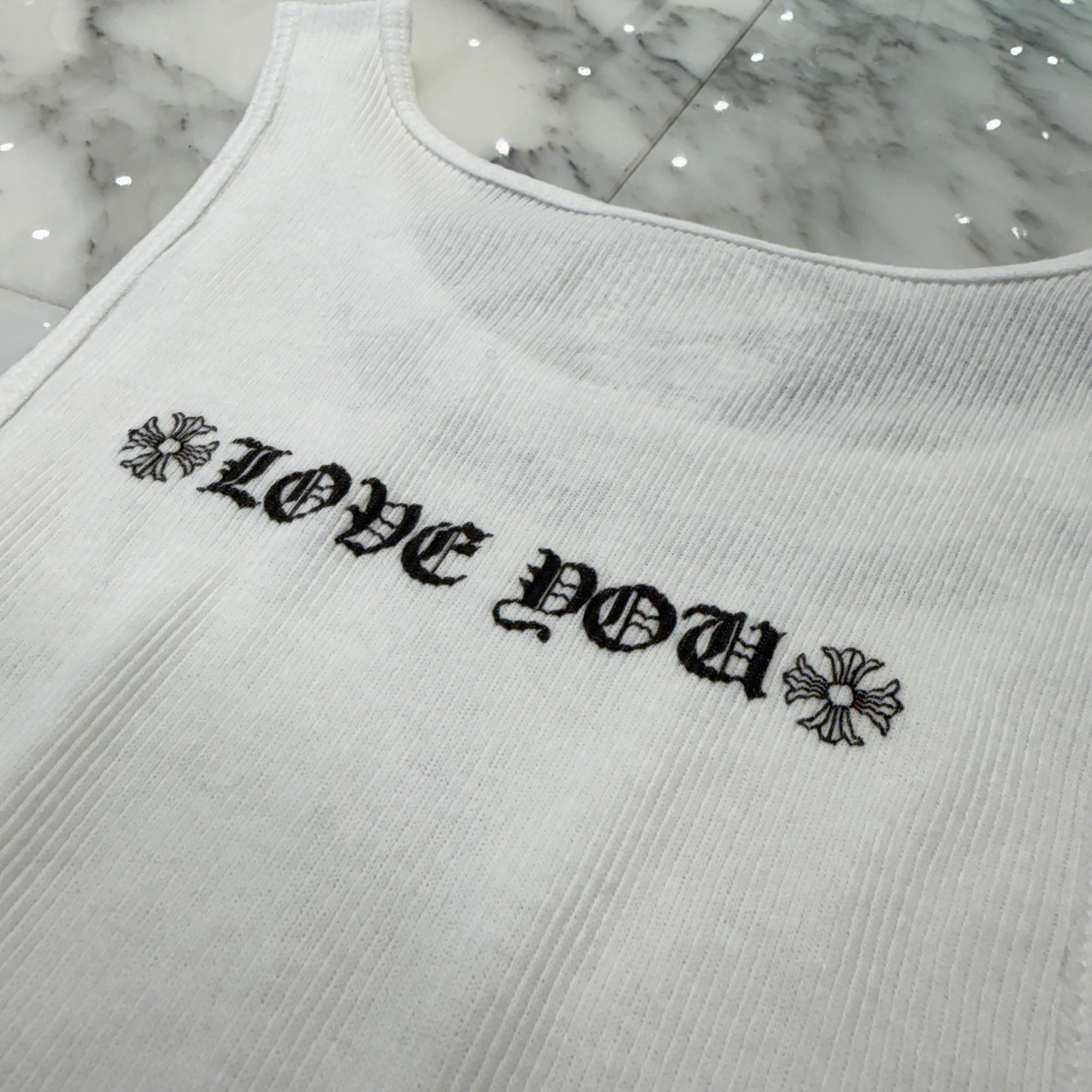 CHROME HEARTS Viny Heart "Love You" Rib Tank Top Size L クロムハーツ ヴィニーハート "ラブユー" リブ タンクトップ サイズL