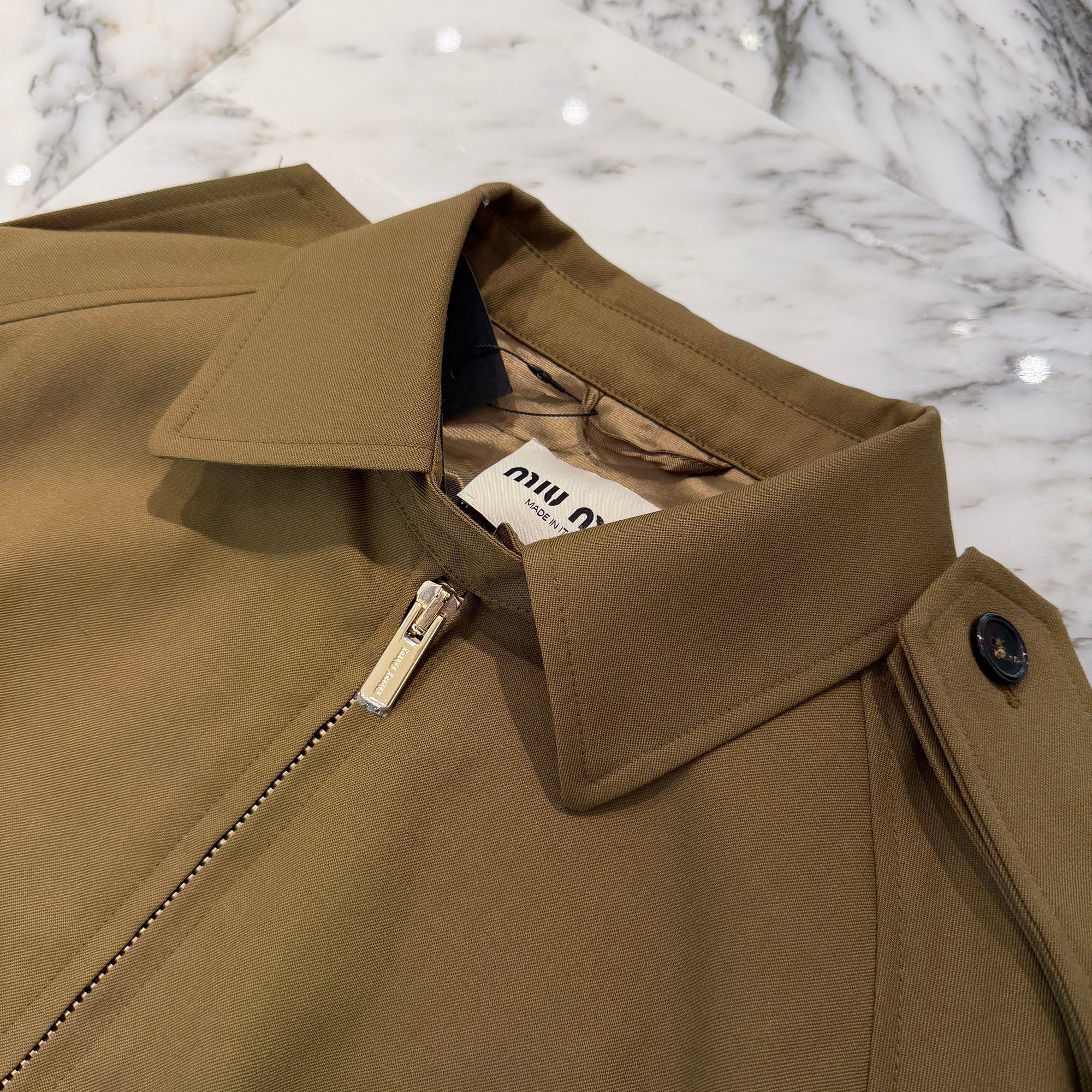 MIU MIU 2024AW Logo Patch Zip Up Gabardine Blouson ML1014 S000 108N Size 40 ミュウミュウ ロゴパッチ ジップアップ ギャバジンブルゾン サイズ40
