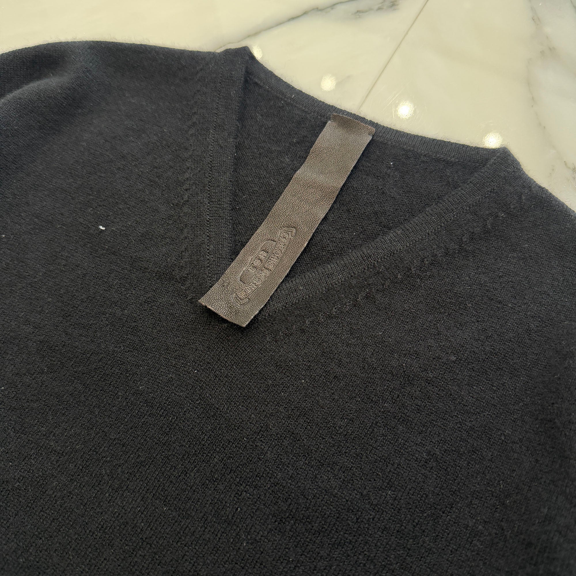 CHROME HEARTS Y NOT Back Rhinestone Hairy Cross Cashmere Knit Sweater Size M クロムハーツ ワイノット バック ラインストーン ヘイリークロス カシミヤ ニット セーター サイズM