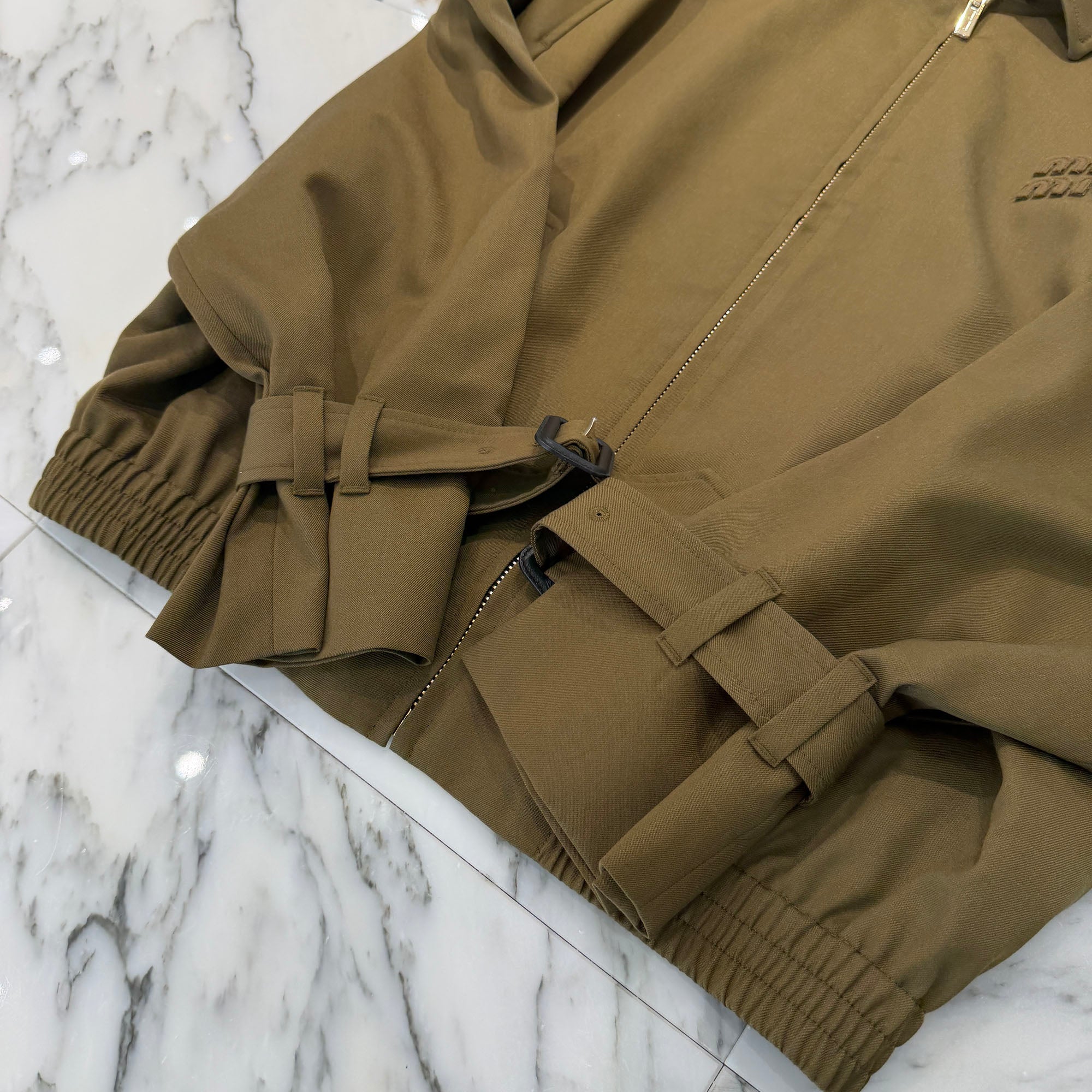 MIU MIU 2024AW Logo Patch Zip Up Gabardine Blouson ML1014 S000