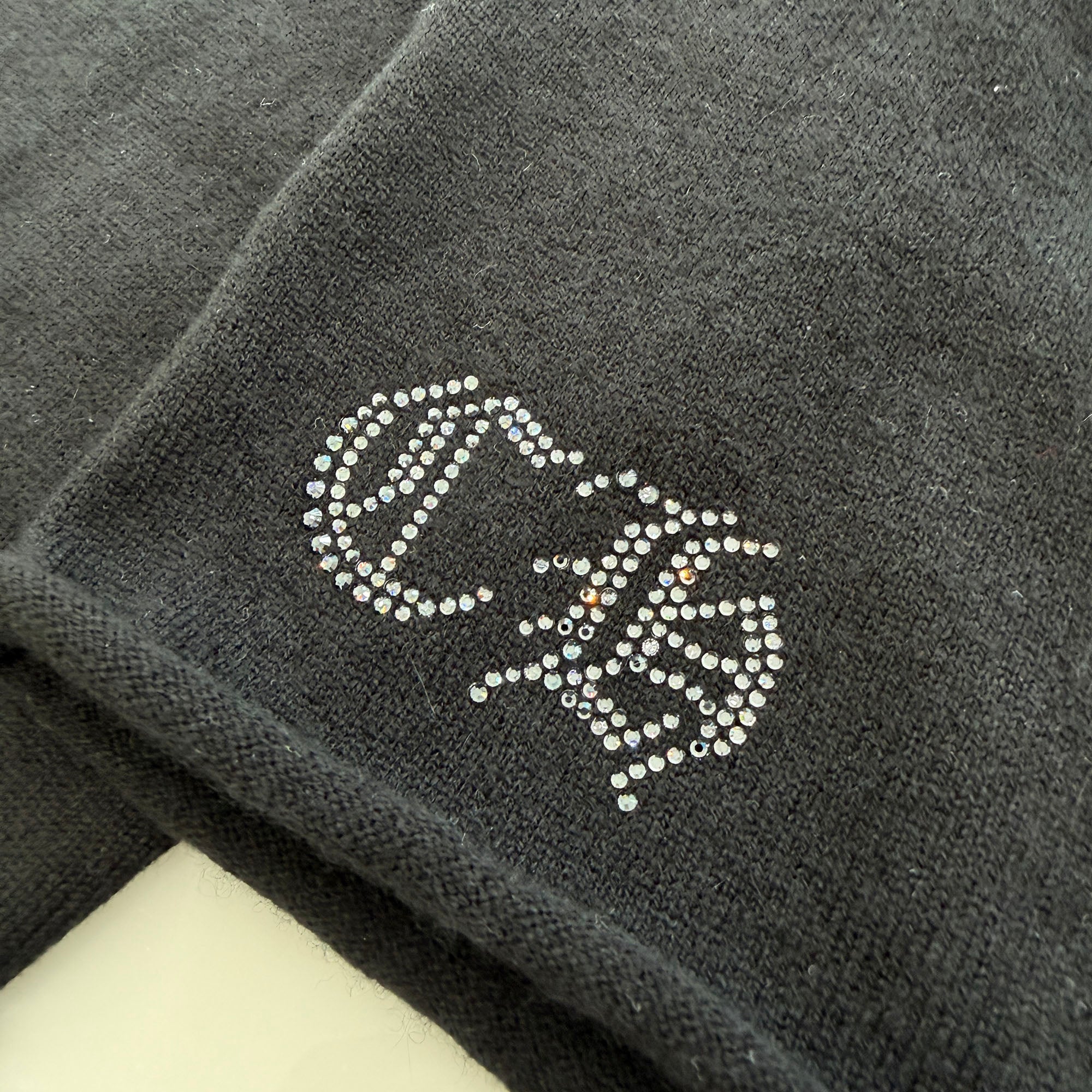 CHROME HEARTS Y NOT Back Rhinestone Hairy Cross Cashmere Knit Sweater Size M クロムハーツ ワイノット バック ラインストーン ヘイリークロス カシミヤ ニット セーター サイズM