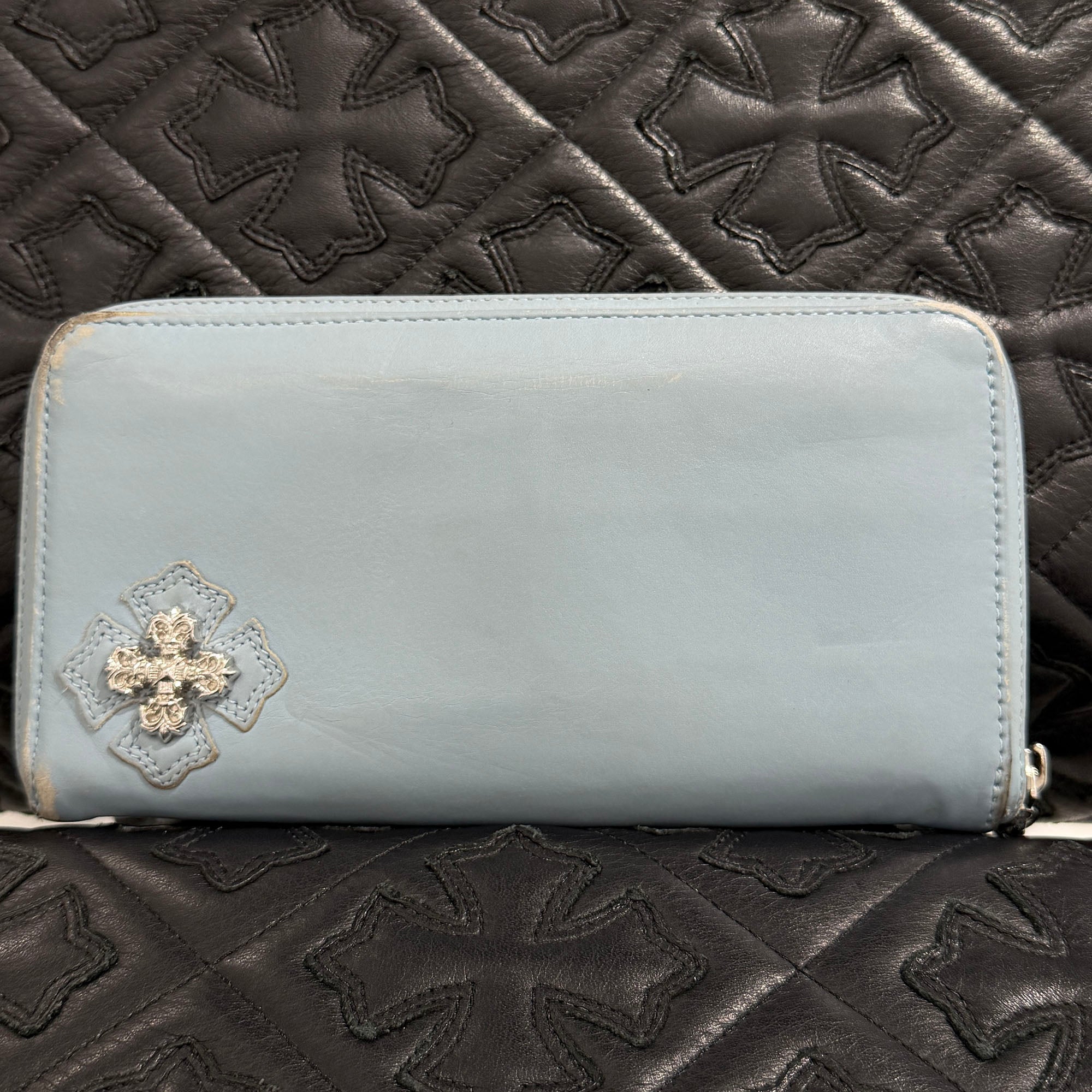 CHROME HEARTS Filigree Plus Leather Patch Round Zip Wallet クロムハーツ フィリグリープラス レザーパッチ ウォレット