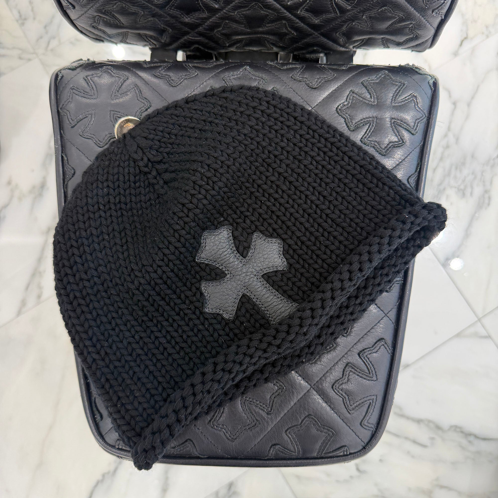 CHROME HEARTS 1 Cross Leather Patch Beanie Size ONE SIZE (22cm) クロムハーツ 1クロス レザーパッチ ビーニー サイズONE SIZE (22cm)