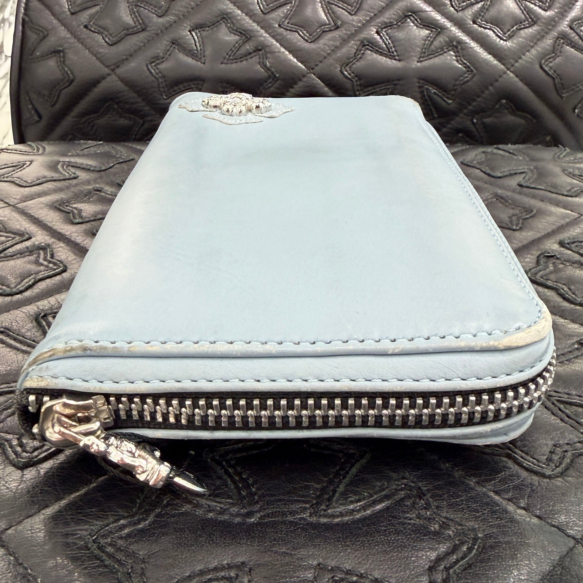 CHROME HEARTS Filigree Plus Leather Patch Round Zip Wallet クロムハーツ フィリグリープラス レザーパッチ ウォレット