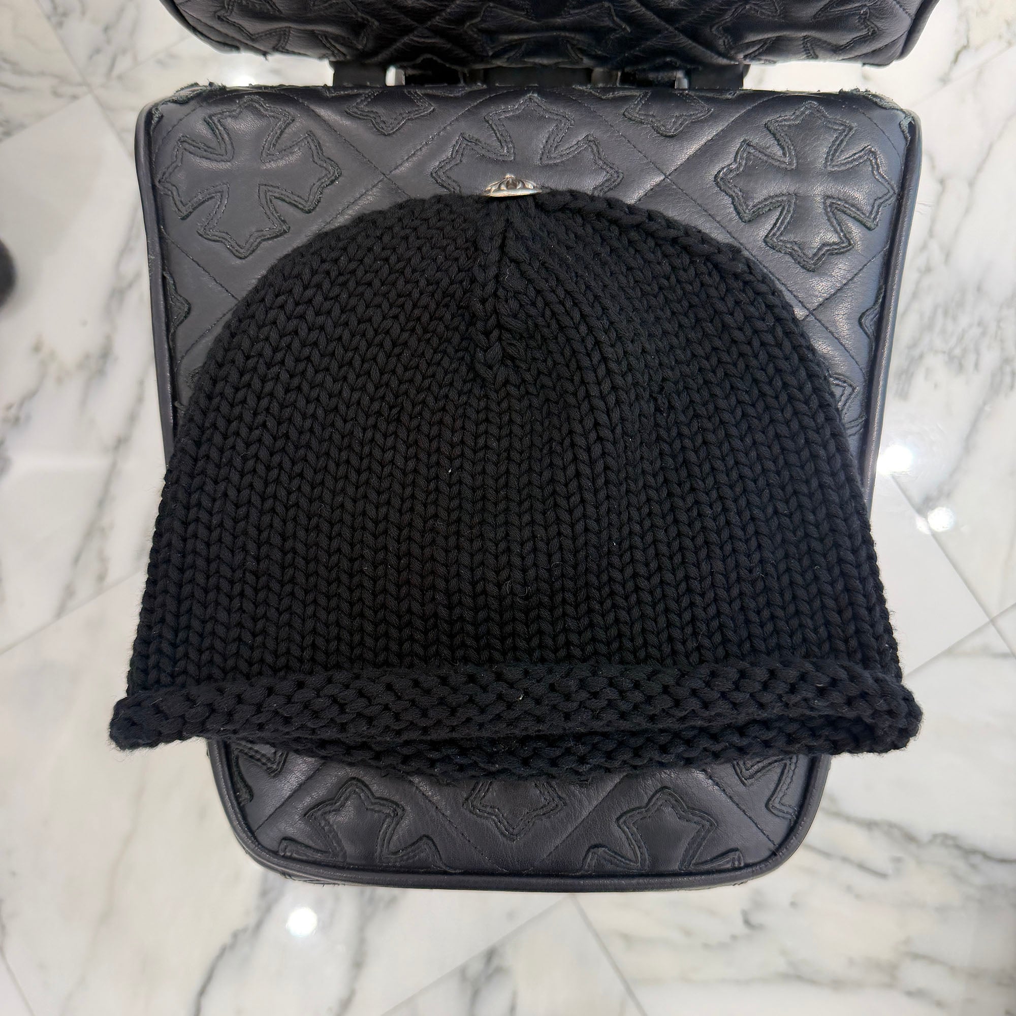 CHROME HEARTS 1 Cross Leather Patch Beanie Size ONE SIZE (22cm) クロムハーツ 1クロス レザーパッチ ビーニー サイズONE SIZE (22cm)