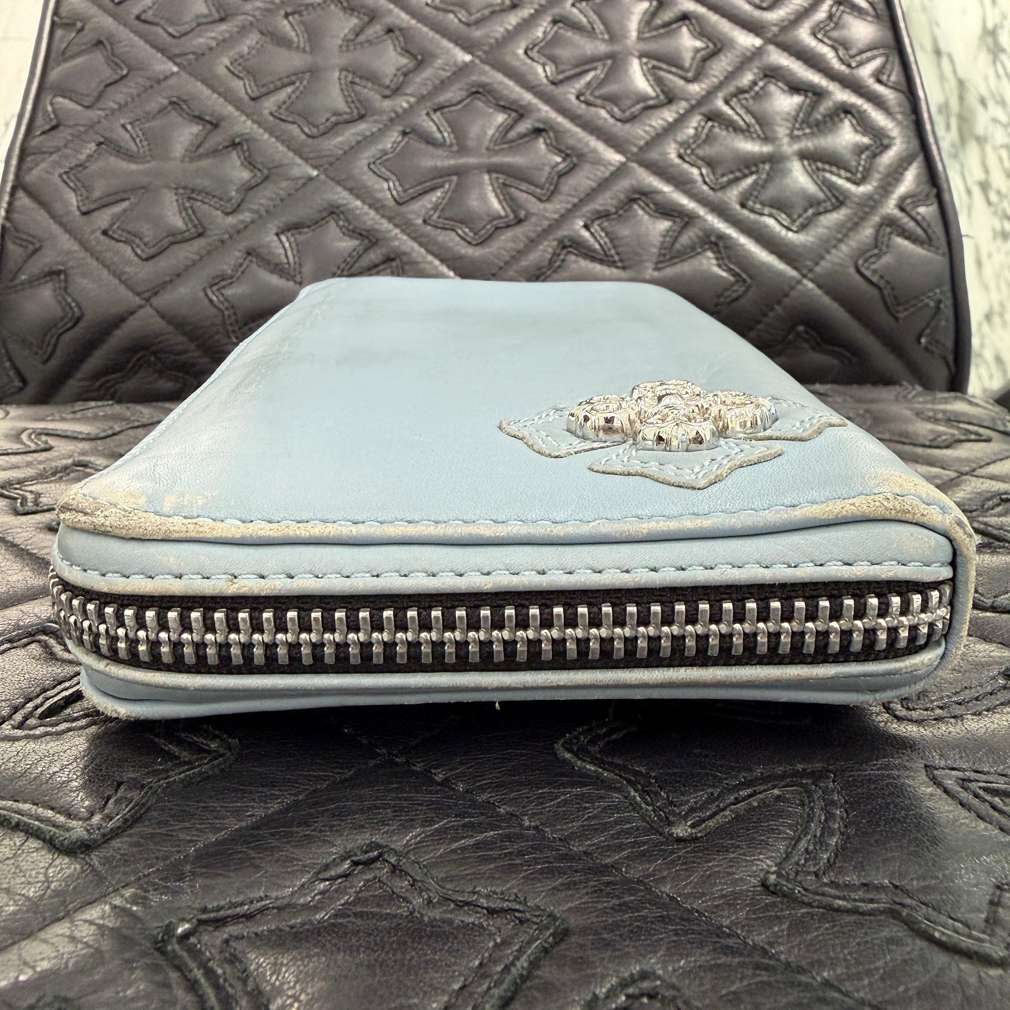 CHROME HEARTS Filigree Plus Leather Patch Round Zip Wallet クロムハーツ フィリグリープラス レザーパッチ ウォレット