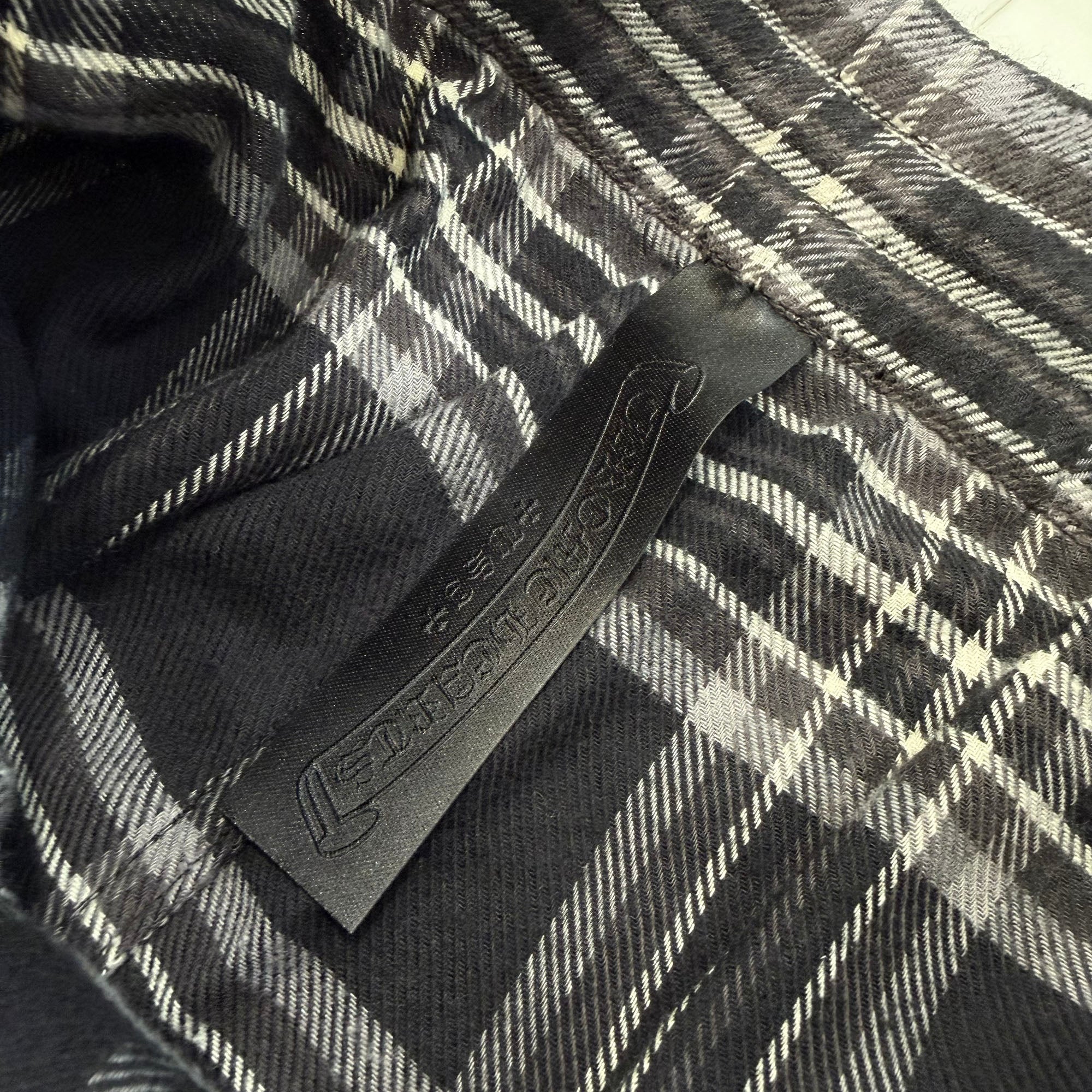 CHROME HEARTS 1 Cross Leather Patch After School Flannel Check Half Pants Size M クロムハーツ 1 クロス レザー パッチ アフタースクール フランネル チェック ハーフ パンツ サイズM
