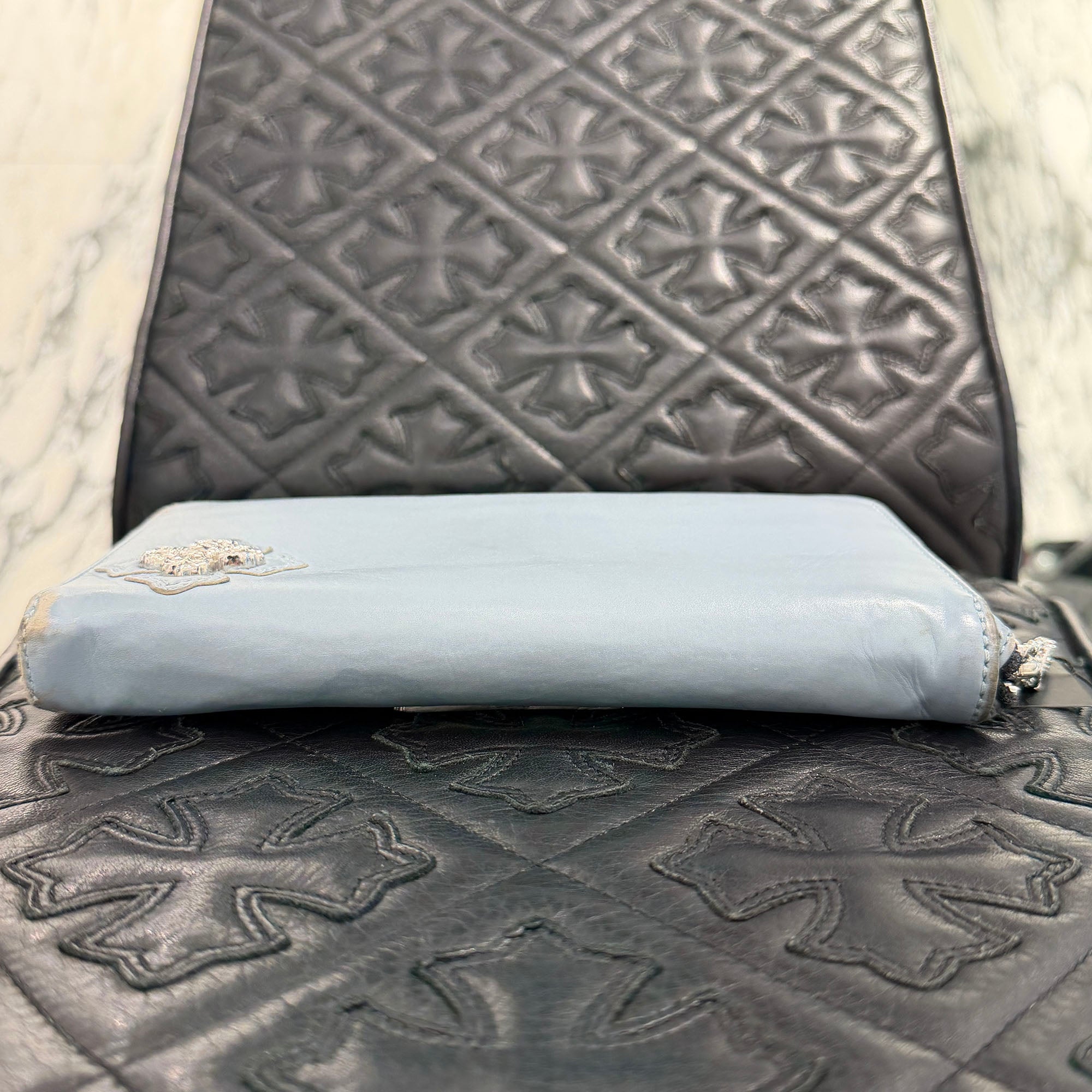 CHROME HEARTS Filigree Plus Leather Patch Round Zip Wallet クロムハーツ フィリグリープラス レザーパッチ ウォレット