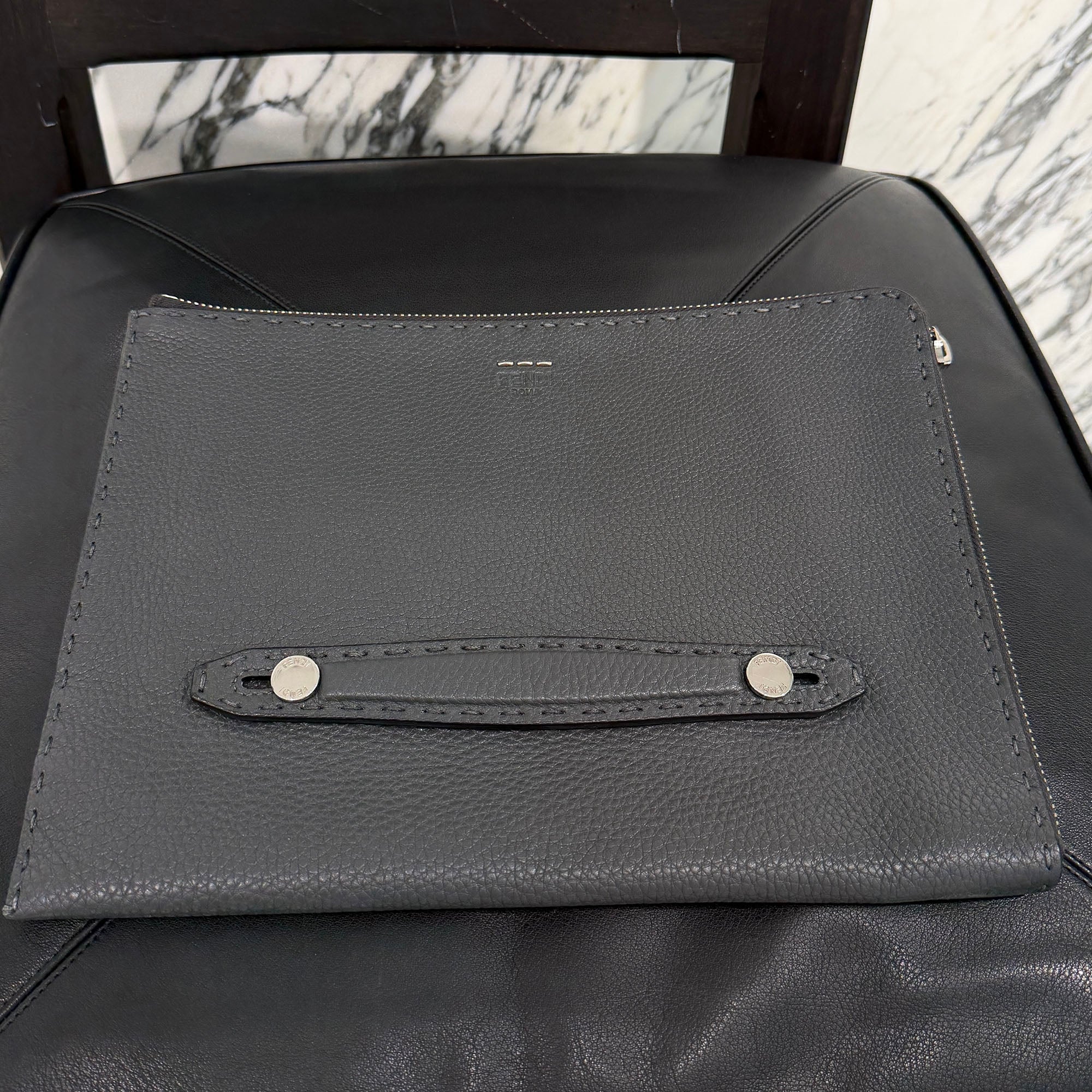 FENDI Selleria Clutch Leather Bag 7M0225 07N フェンディ セレリア クラッチ レザーバッグ