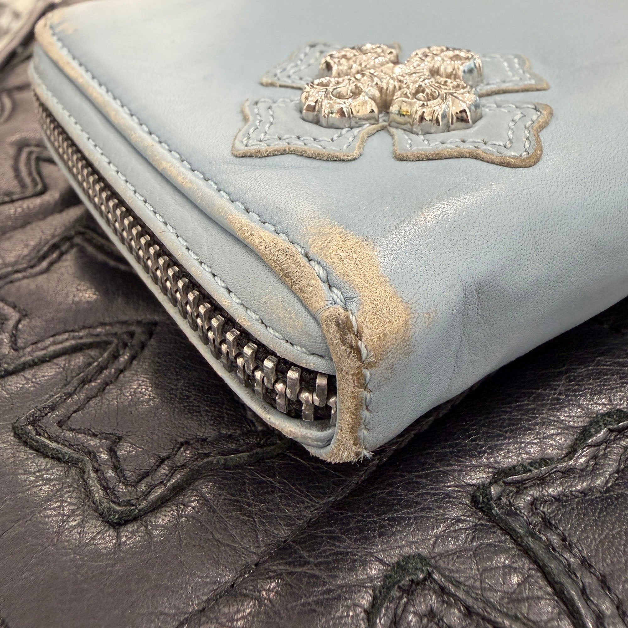 CHROME HEARTS Filigree Plus Leather Patch Round Zip Wallet クロムハーツ フィリグリープラス レザーパッチ ウォレット