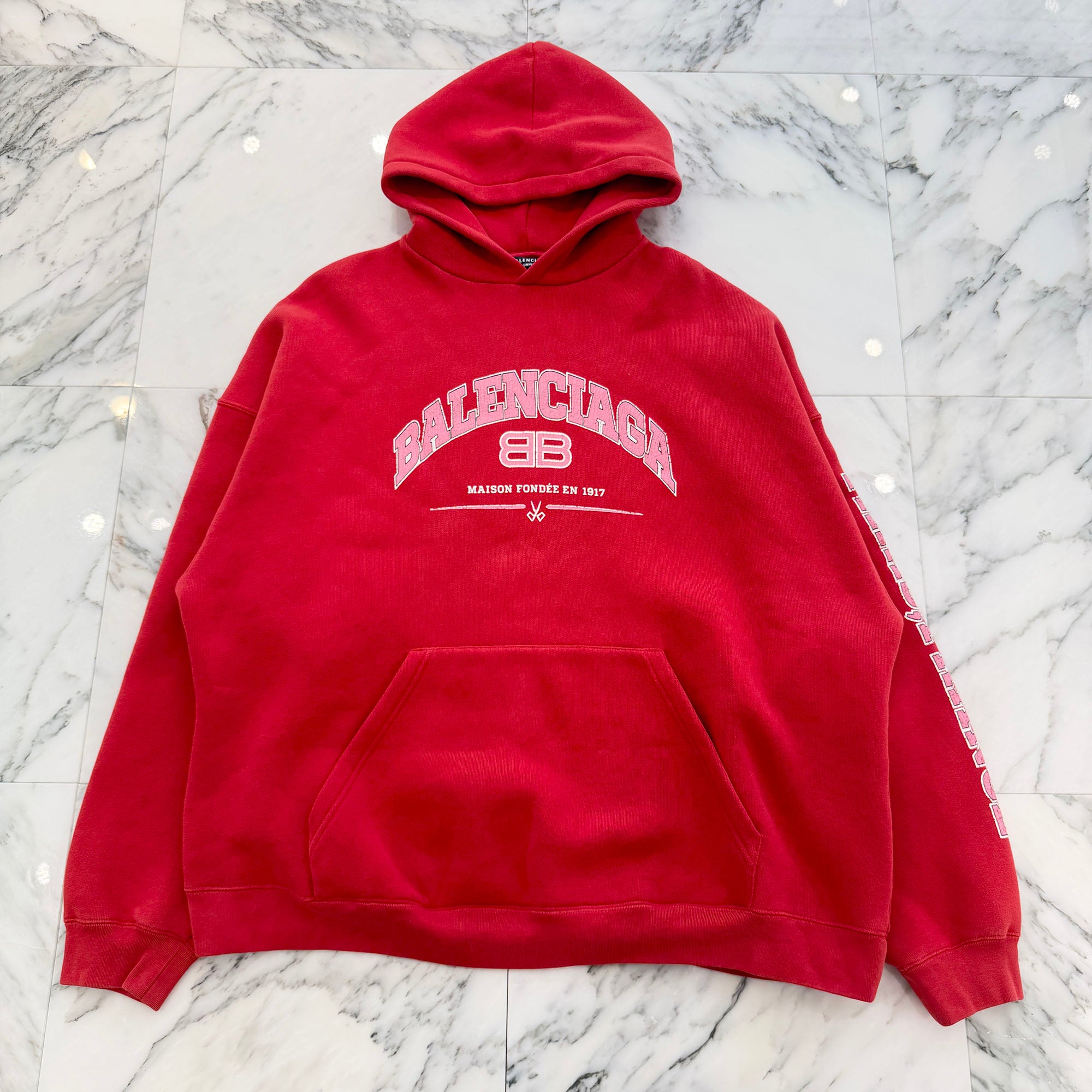 BALENCIAGA 2022SS Crack Print Over Sized Pullover Hoodie 674986 TLVJ2 Size 2 バレンシアガ クラックプリントオーバーサイズ プルオーバーパーカー サイズ2
