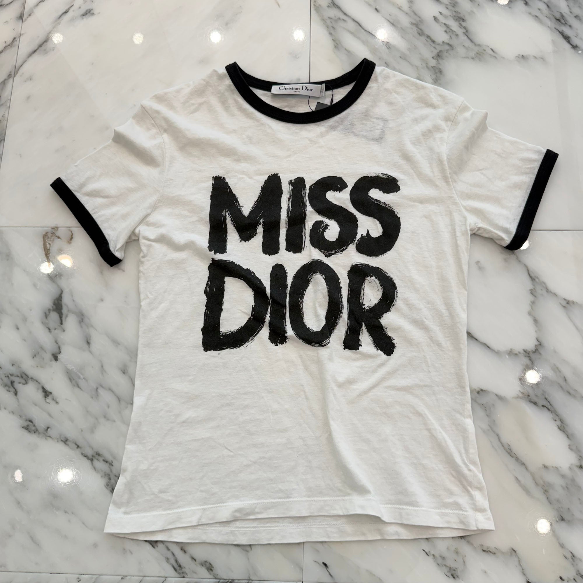 DIOR 2024AW "MISS DIOR" Graffiti Print Ringer Tee 453T40A4554 ディオール "ミス ディオール" グラフィティプリント リンガーTシャツ