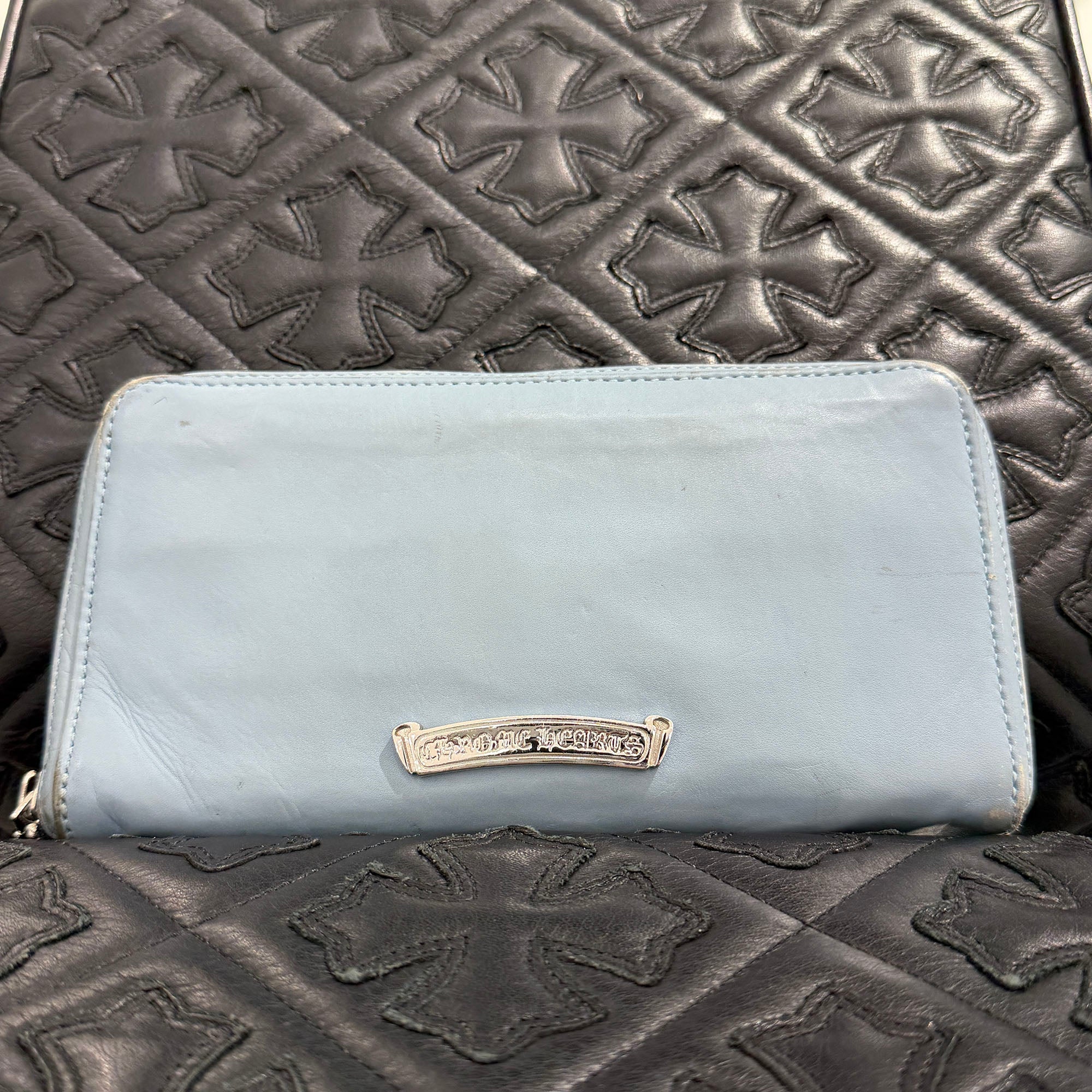 CHROME HEARTS Filigree Plus Leather Patch Round Zip Wallet クロムハーツ フィリグリープラス レザーパッチ ウォレット