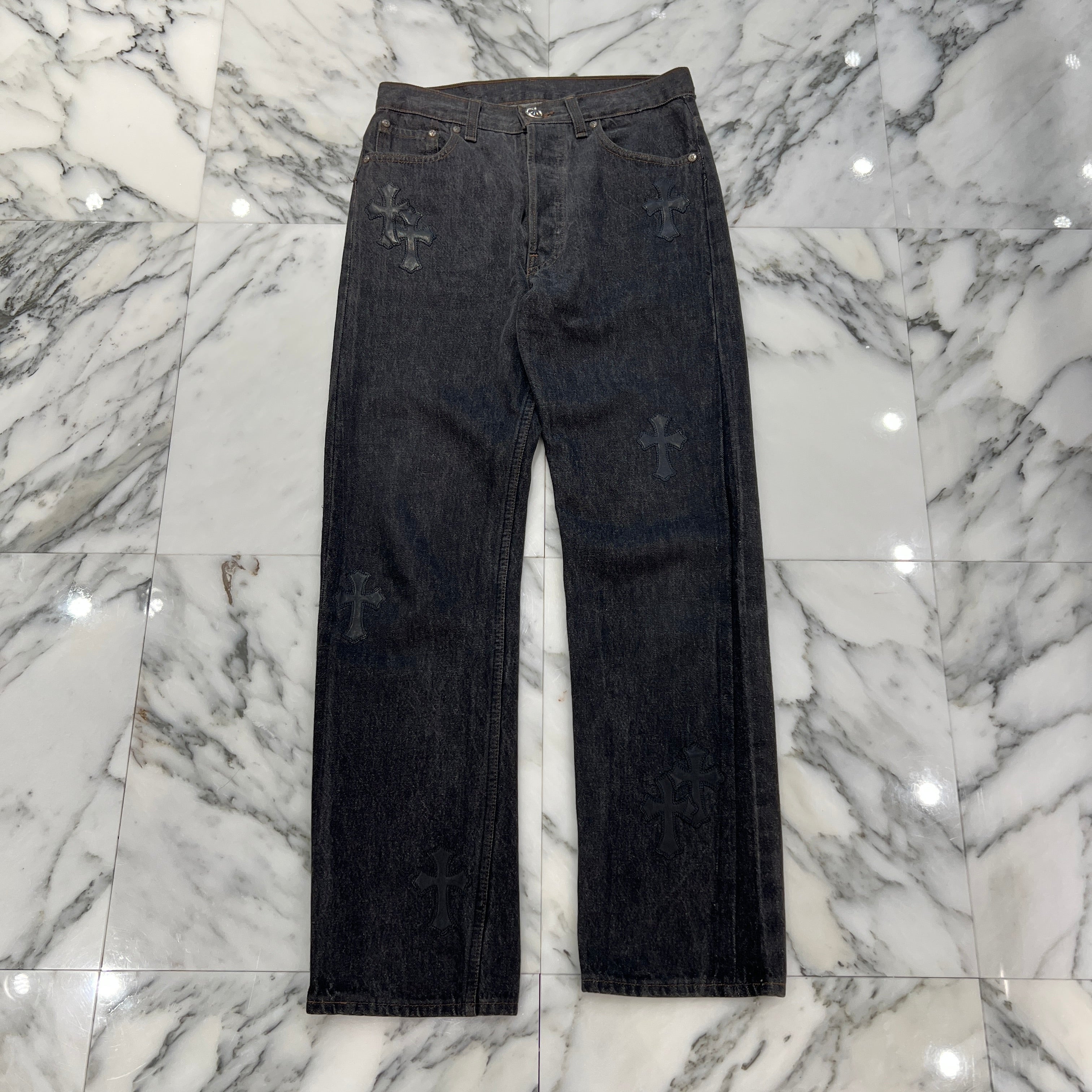 CHROME HEARTS × Levi's Body VNTG Cross Leather Patch Jeans Size 28 クロムハーツ × リーバイスボディ ヴィンテージ クロスレザーパッチ ジーンズ デニムパンツ サイズ28
