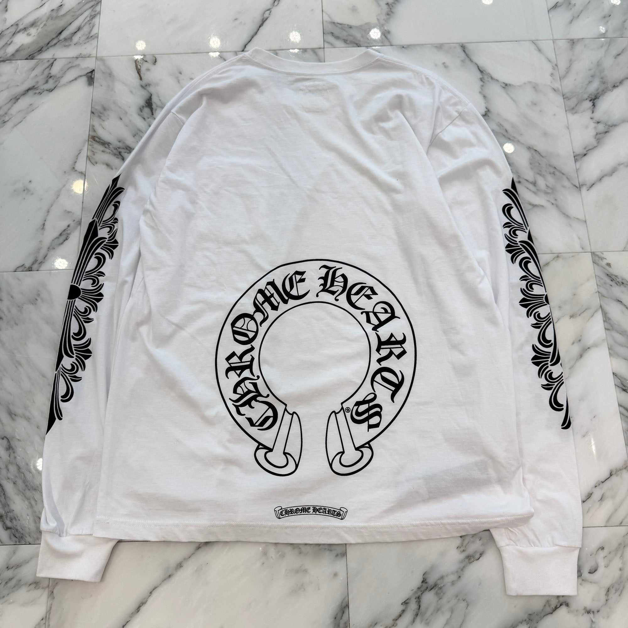 CHROME HEARTS Floral Cross Horseshoe Long Sleeve Tee Size XL クロムハーツ フローラルクロス ホースシュー ロングスリーブTシャツ サイズXL