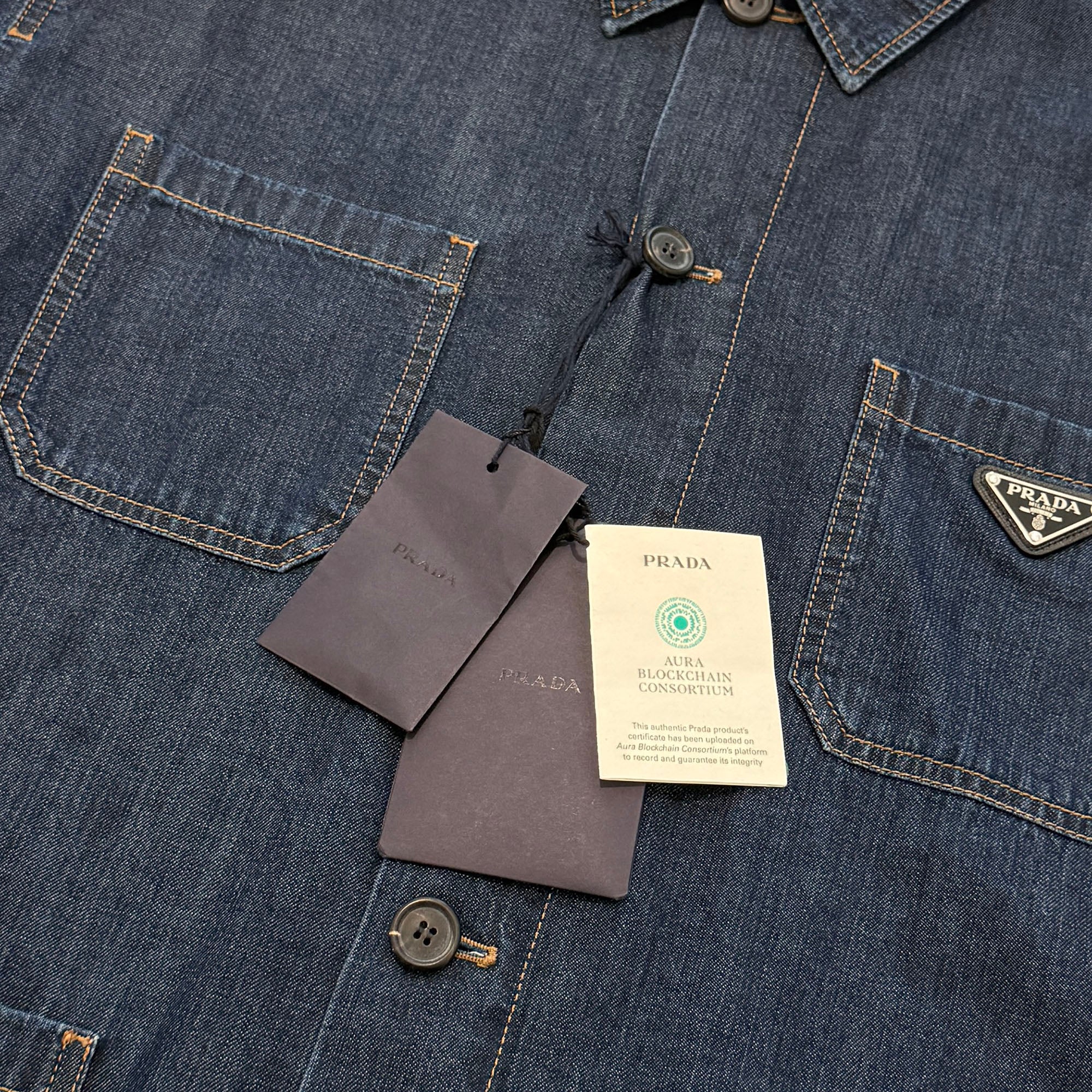 PRADA 2023AW Triangle Logo Oversize Denim Shirt GEB256 S00014PW Size M プラダ トライアングルロゴ オーバーサイズ デニムシャツ サイズM