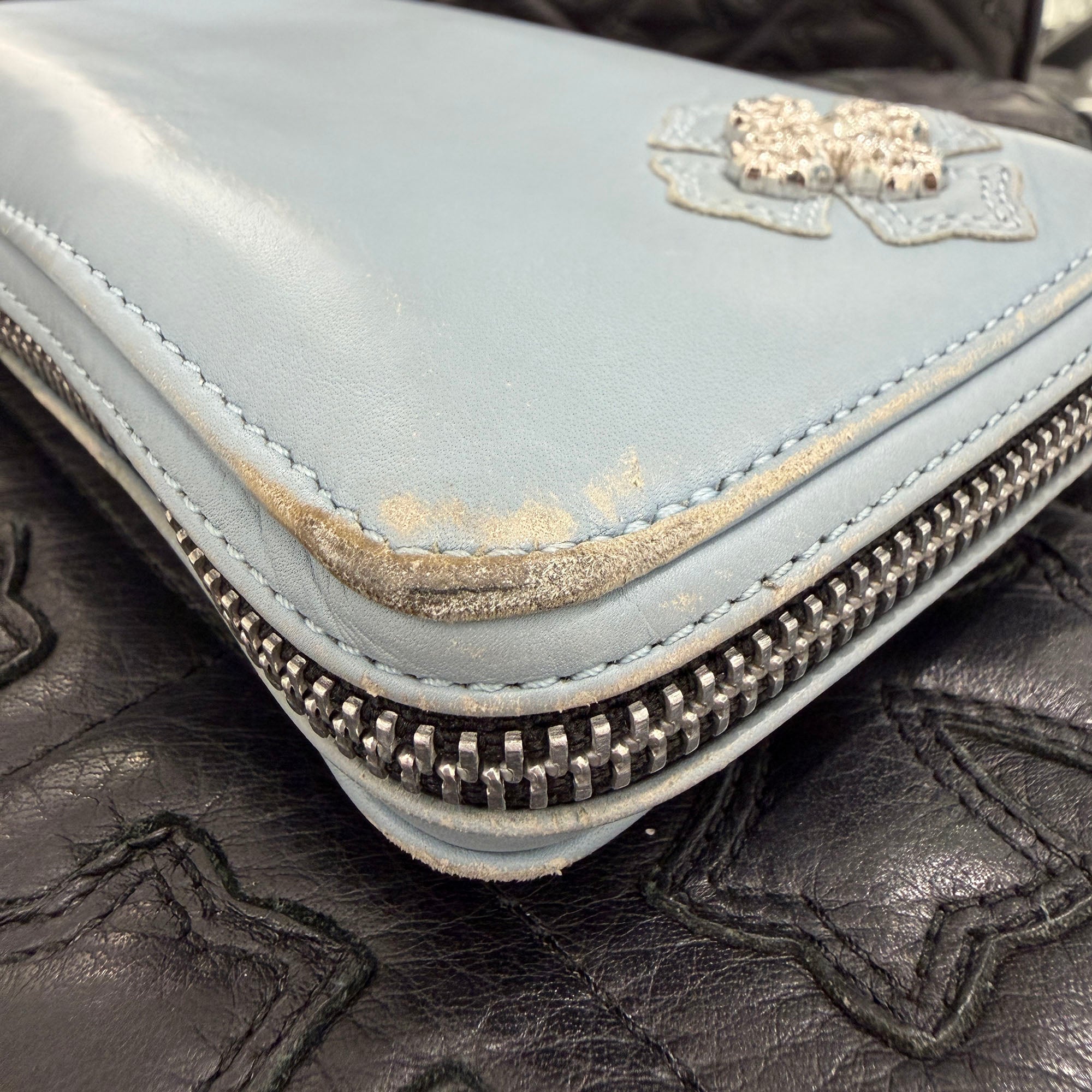 CHROME HEARTS Filigree Plus Leather Patch Round Zip Wallet クロムハーツ フィリグリープラス レザーパッチ ウォレット