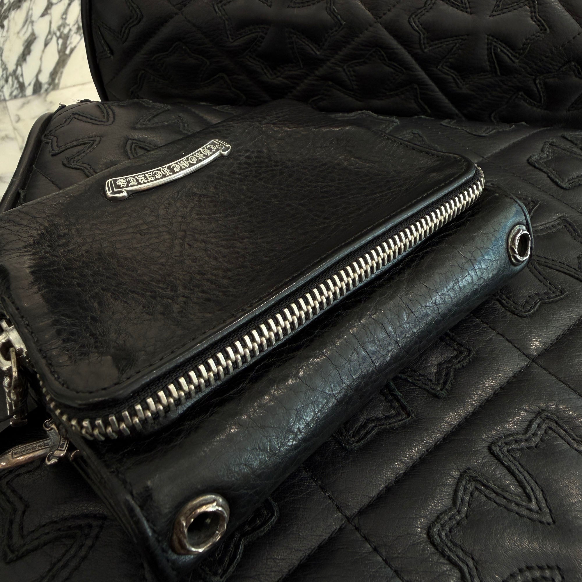 CHROME HEARTS BIG SPOON Cross Ball Leather Wallet クロムハーツ