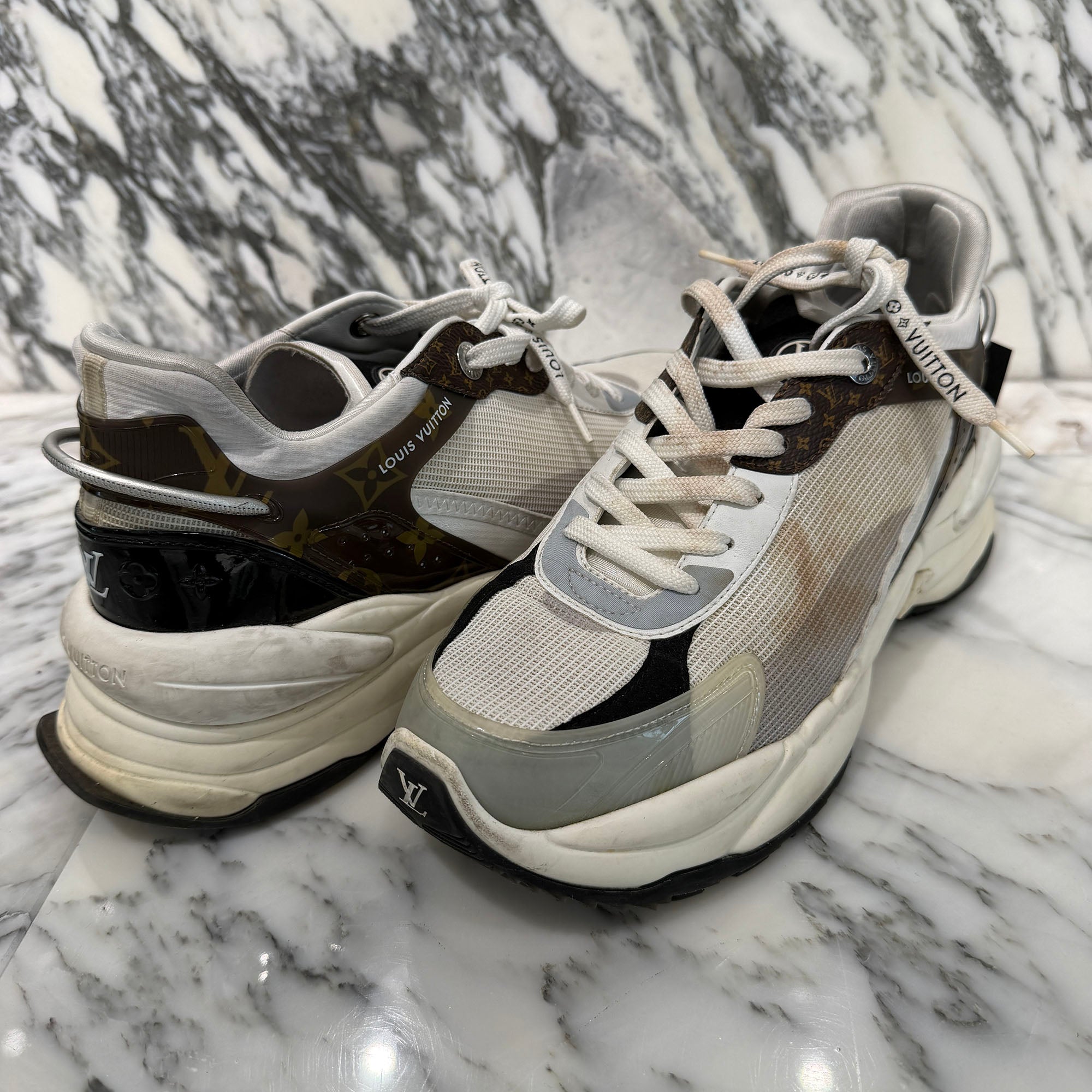 LOUIS VUITTON 2022AW LV Run 55 Line Leather × Fabric Sneakers Size 42(約26.5cm〜27.0cm程度) ルイヴィトン LVラン55ライン レザー×ファブリック スニーカー サイズ42(約26.5cm〜27.0cm程度)