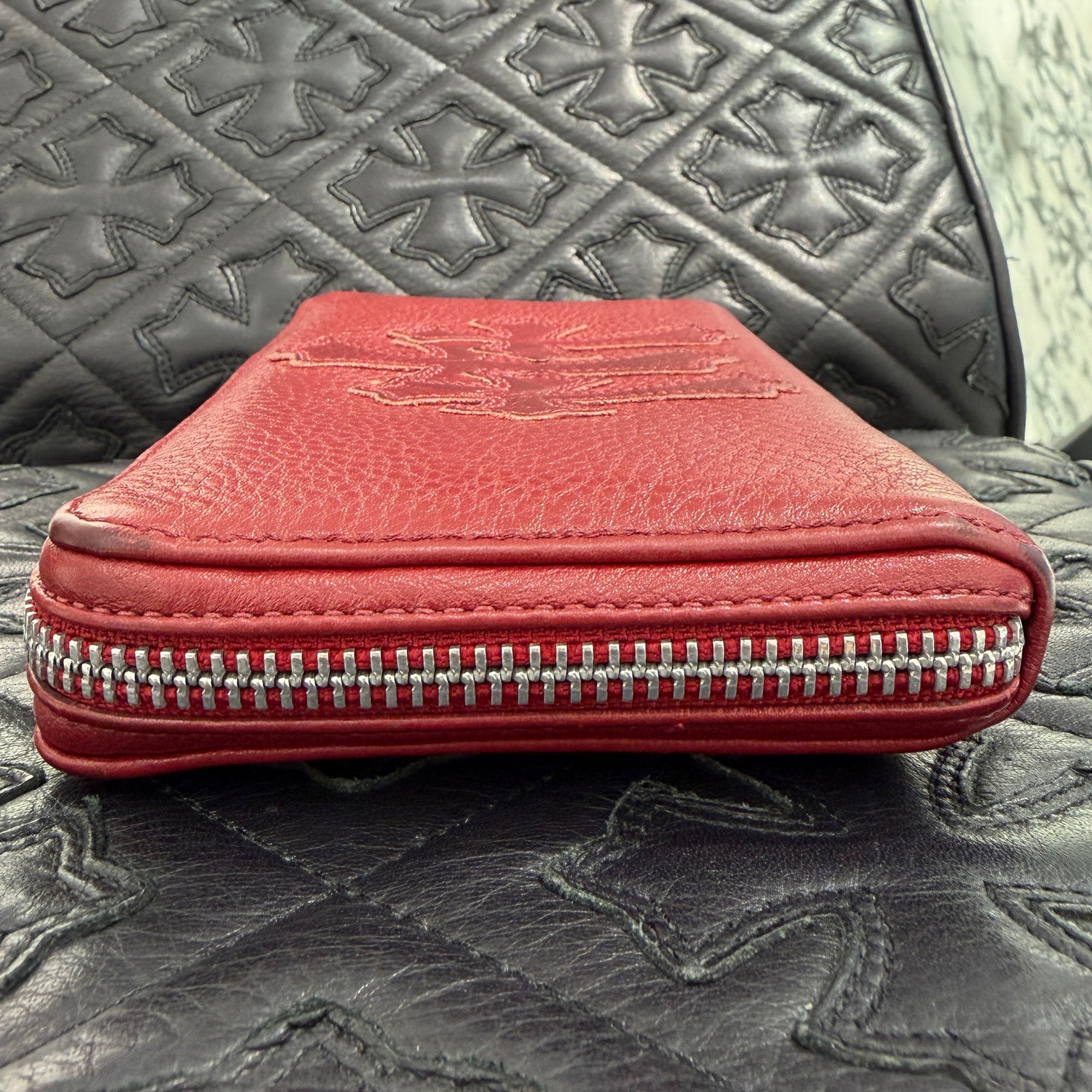 CHROME HEARTS 3 Cemetery Leather Cross Patch F Zip Wallet クロムハーツ 3 セメタリー レザークロスパッチ Fジップ ウォレット