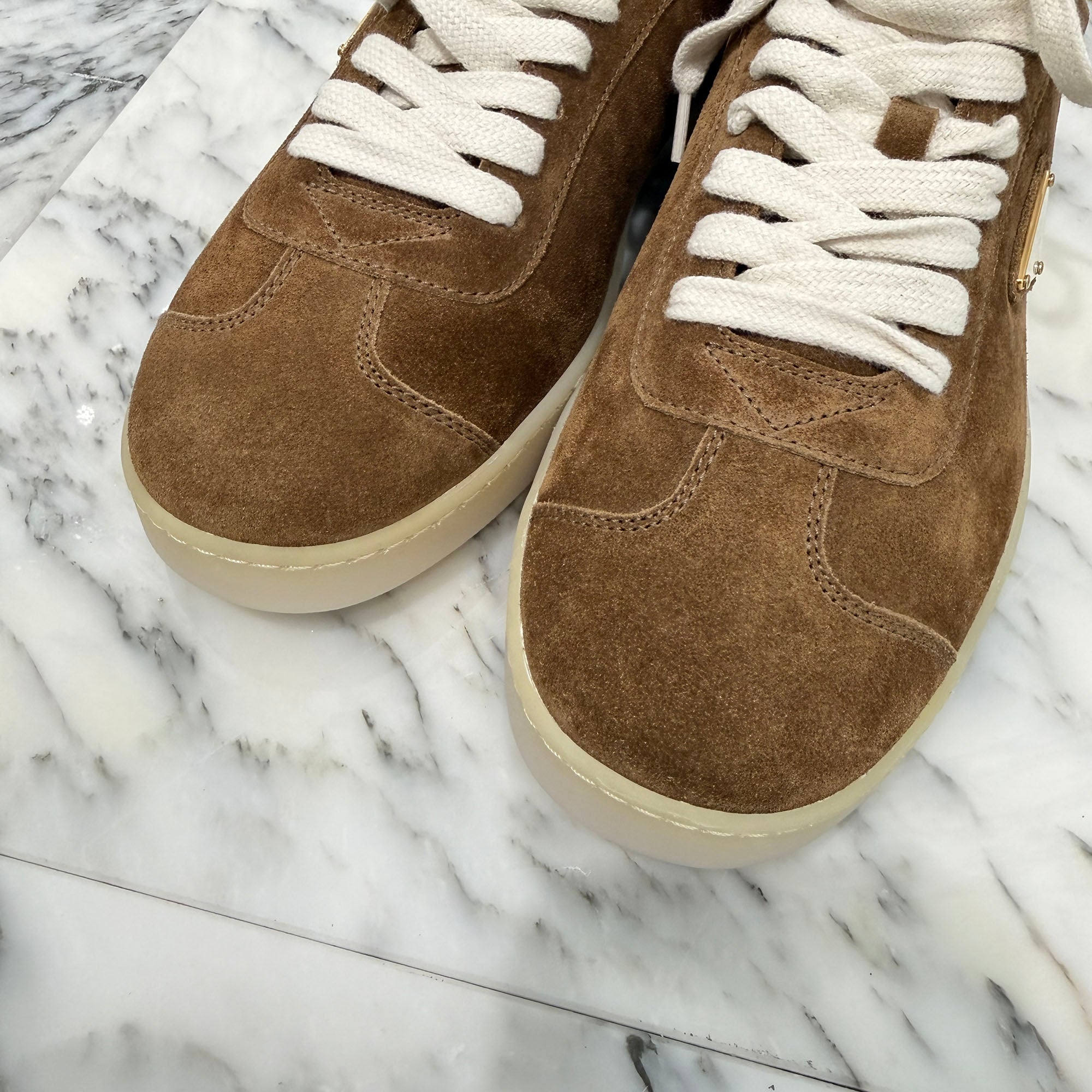 PRADA 2025AW "LANE" Triangle Logo Plate Suede Lace Up Sneakers 2EE394 Size 7.5 (約26.5cm) プラダ "レーン" トライアングルロゴプレート スエード レースアップスニーカー サイズ7.5 (約26.5cm)