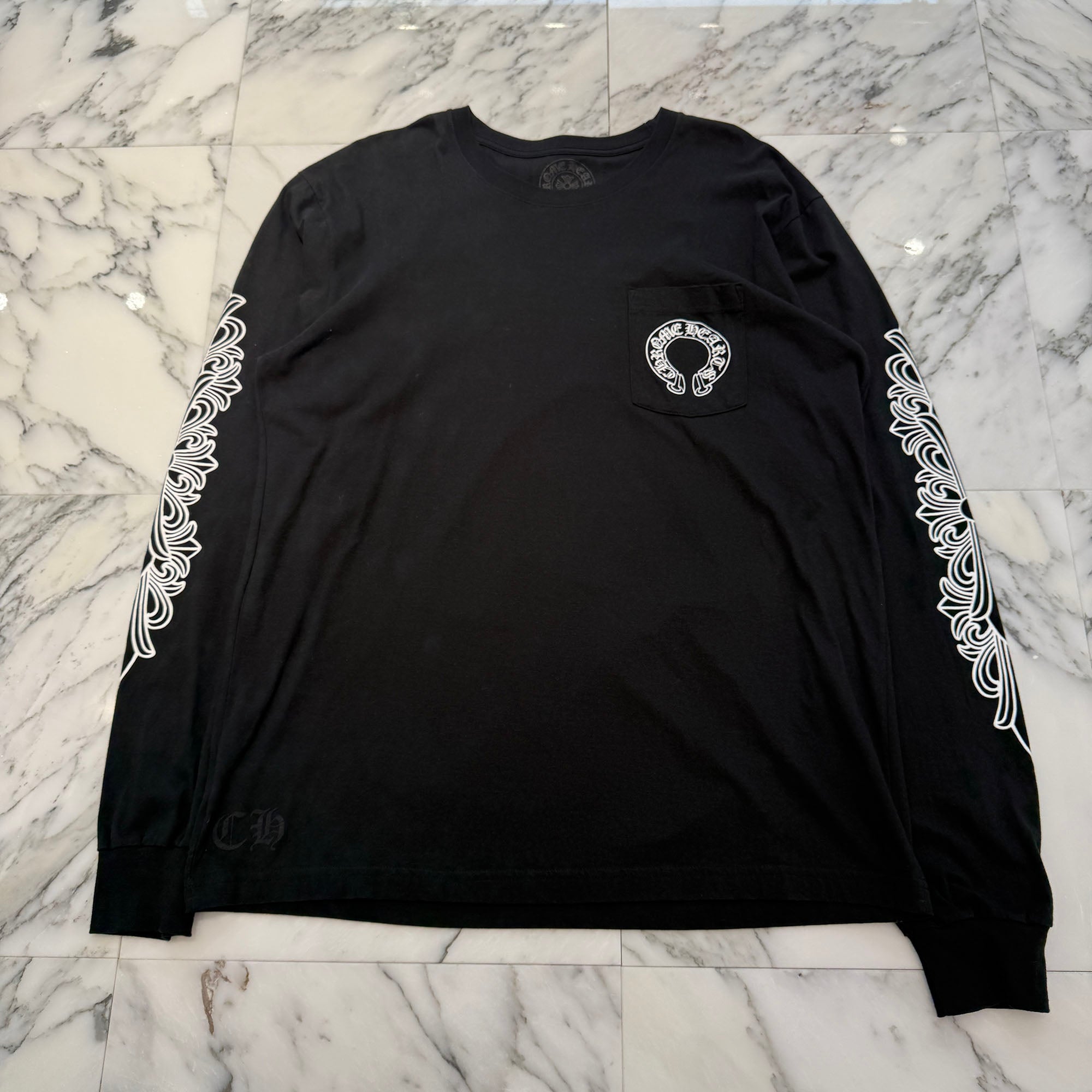 CHROME HEARTS Floral Cross Horseshoe Long Sleeve Tee Size XL クロムハーツ フローラルクロス ホースシュー ロングスリーブ Tシャツ サイズXL