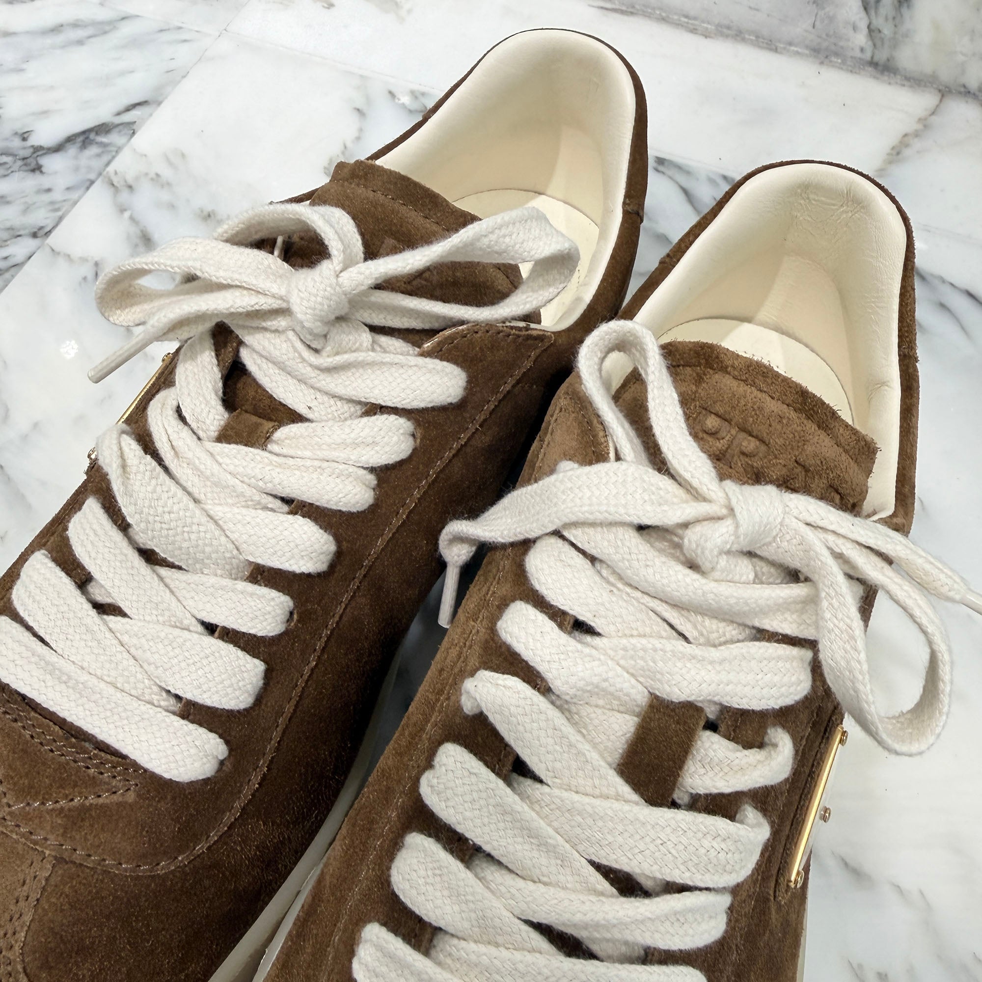 PRADA 2025AW "LANE" Triangle Logo Plate Suede Lace Up Sneakers 2EE394 Size 7.5 (約26.5cm) プラダ "レーン" トライアングルロゴプレート スエード レースアップスニーカー サイズ7.5 (約26.5cm)