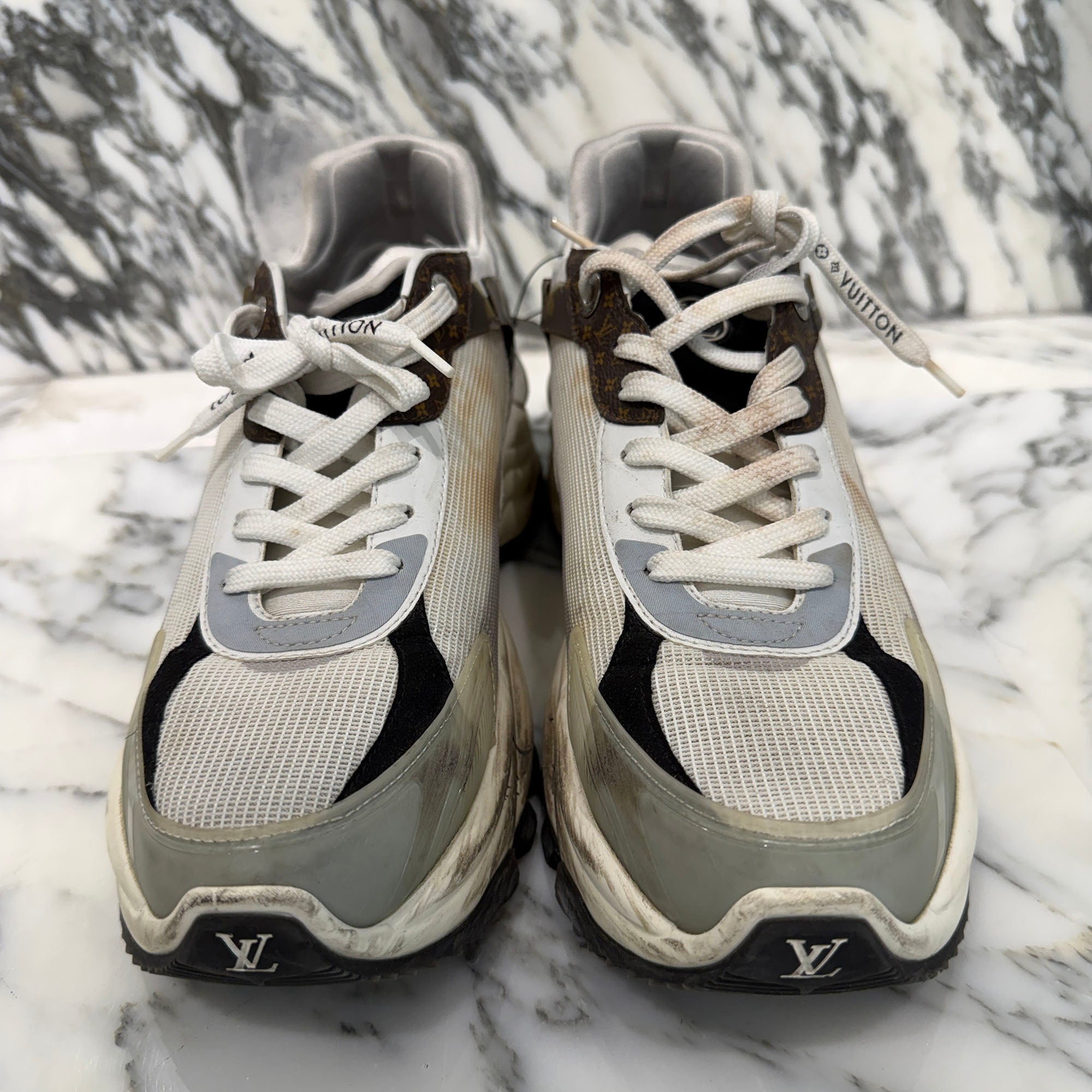 LOUIS VUITTON 2022AW LV Run 55 Line Leather × Fabric Sneakers Size 42(約26.5cm〜27.0cm程度) ルイヴィトン LVラン55ライン レザー×ファブリック スニーカー サイズ42(約26.5cm〜27.0cm程度)