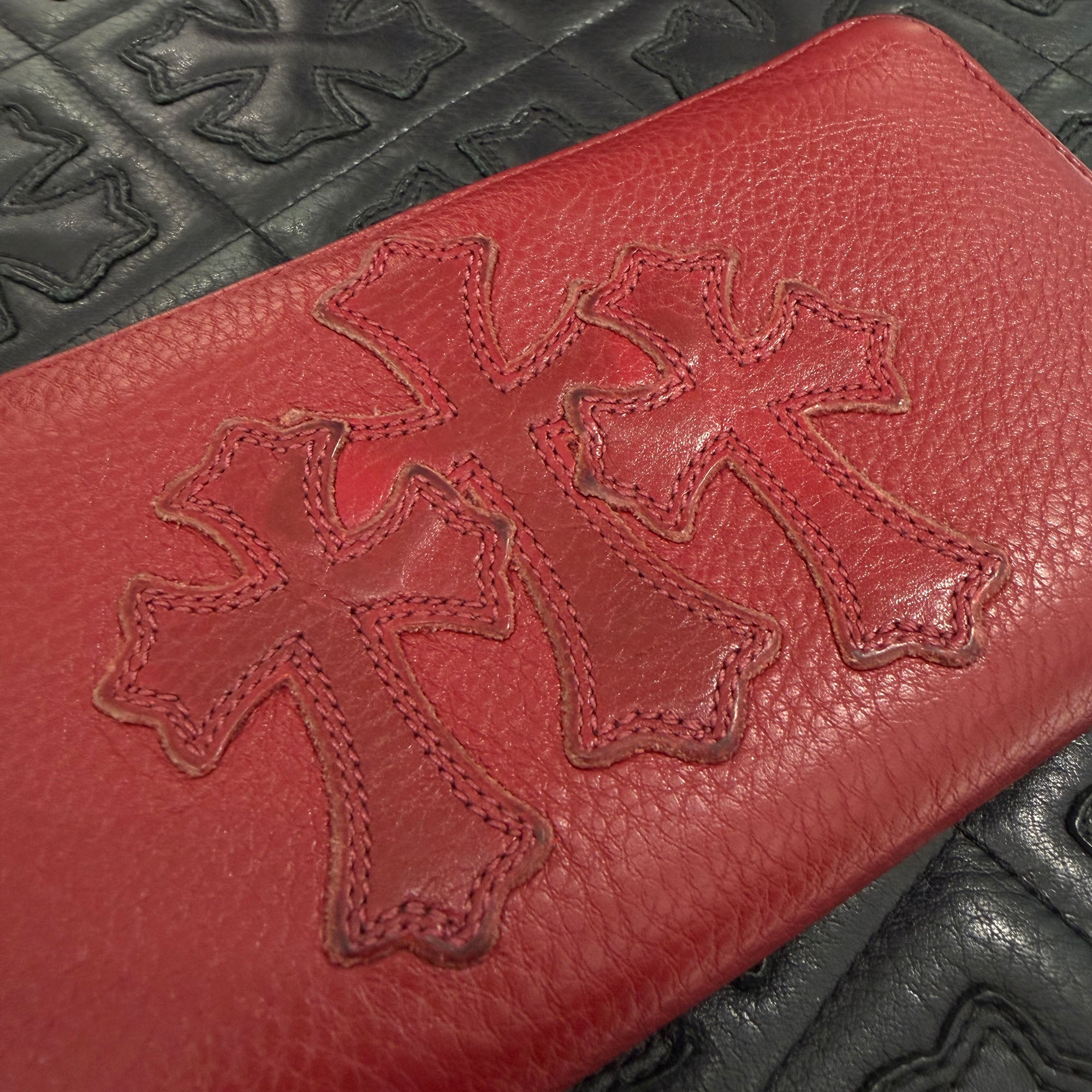 CHROME HEARTS 3 Cemetery Leather Cross Patch F Zip Wallet クロムハーツ 3 セメタリー レザークロスパッチ Fジップ ウォレット