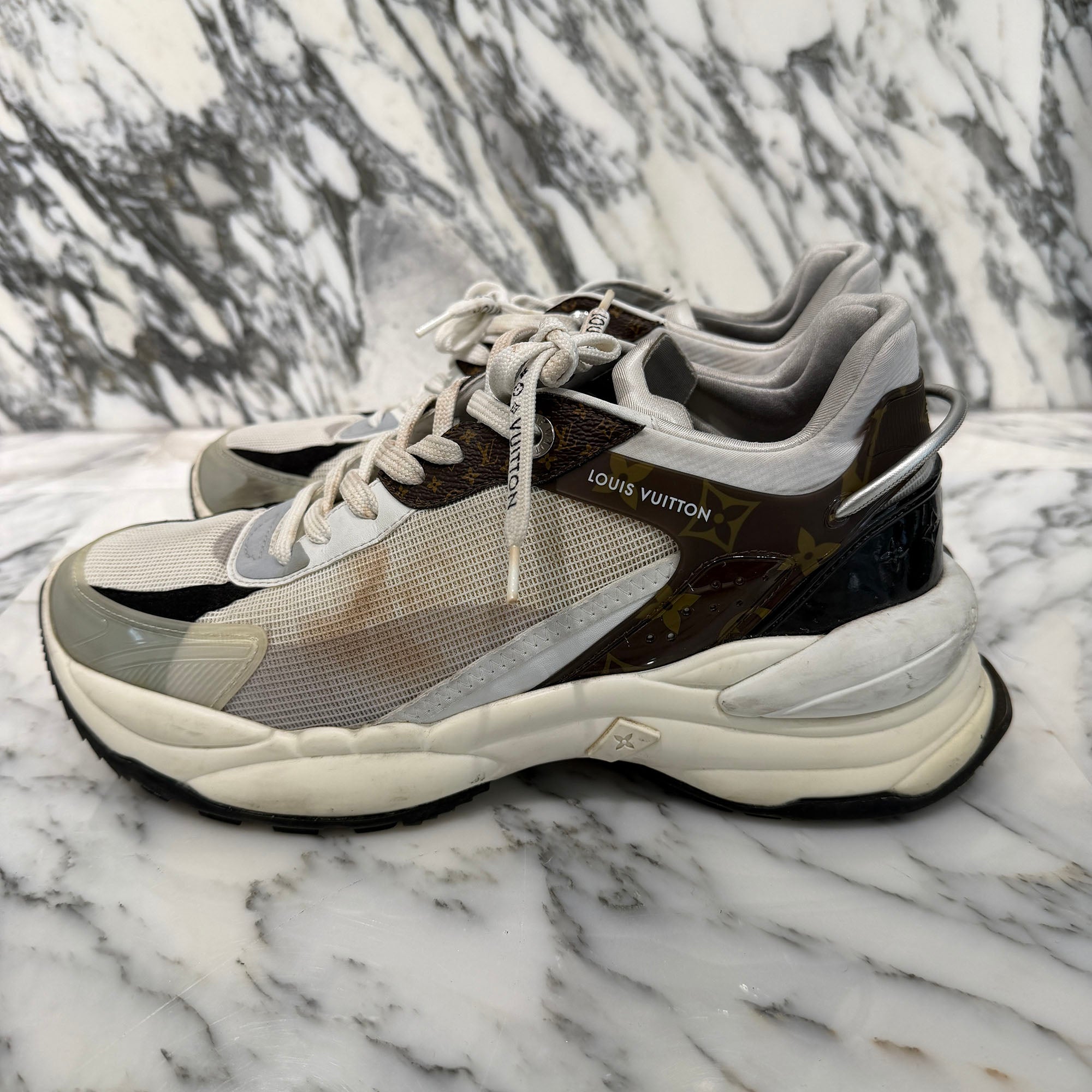 LOUIS VUITTON 2022AW LV Run 55 Line Leather × Fabric Sneakers Size 42(約26.5cm〜27.0cm程度) ルイヴィトン LVラン55ライン レザー×ファブリック スニーカー サイズ42(約26.5cm〜27.0cm程度)