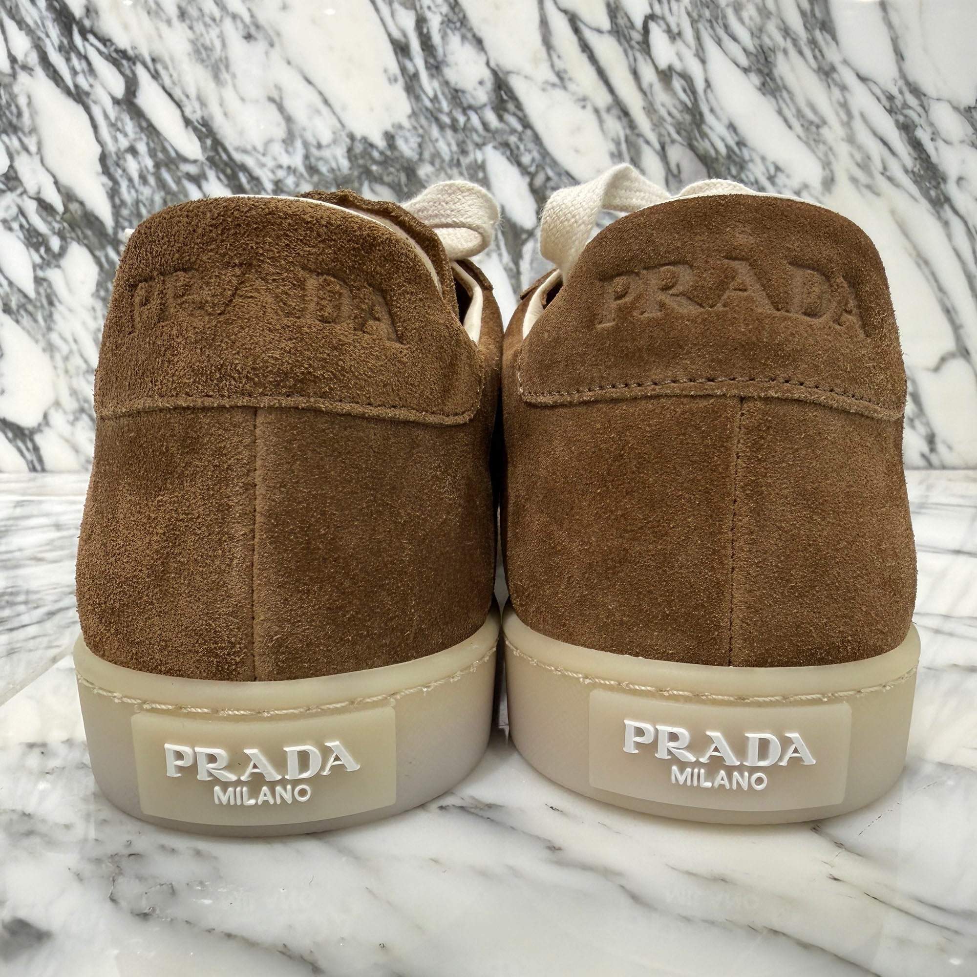PRADA 2025AW "LANE" Triangle Logo Plate Suede Lace Up Sneakers 2EE394 Size 7.5 (約26.5cm) プラダ "レーン" トライアングルロゴプレート スエード レースアップスニーカー サイズ7.5 (約26.5cm)