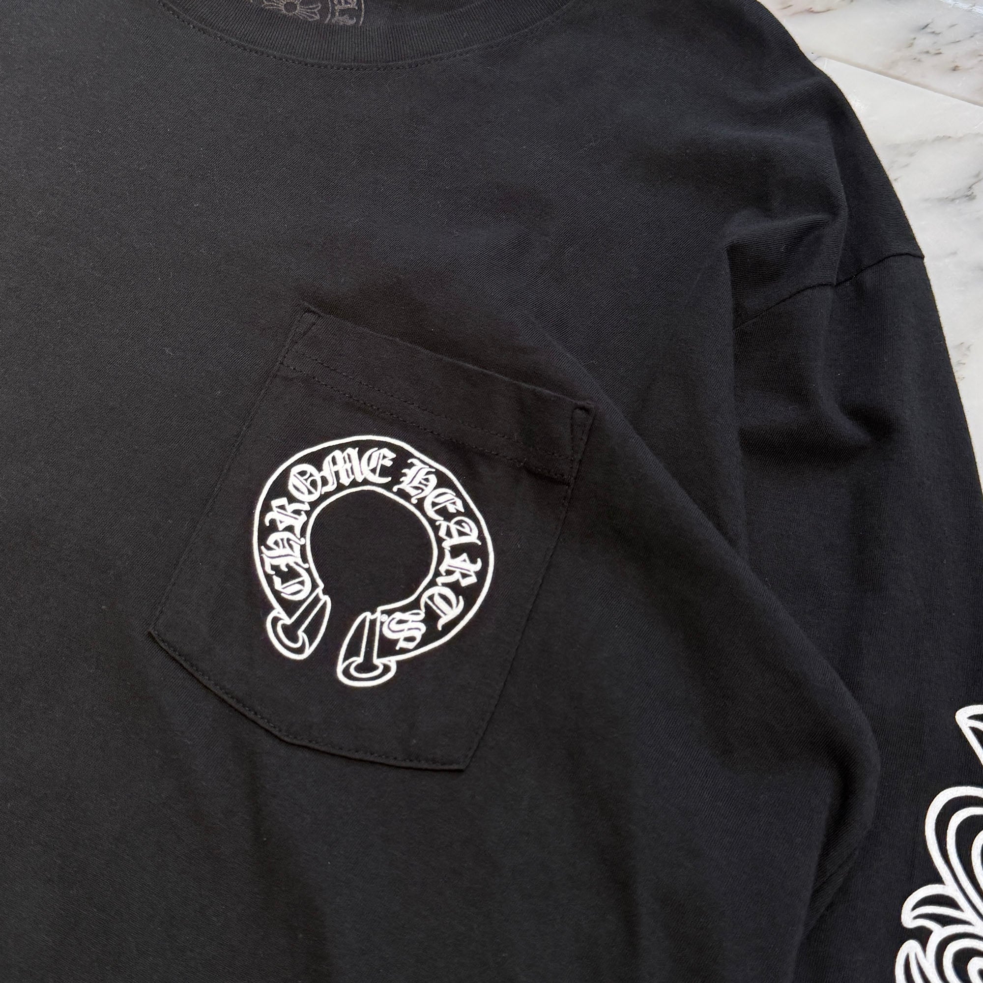 CHROME HEARTS Floral Cross Horseshoe Long Sleeve Tee Size XL クロムハーツ フローラルクロス ホースシュー ロングスリーブ Tシャツ サイズXL