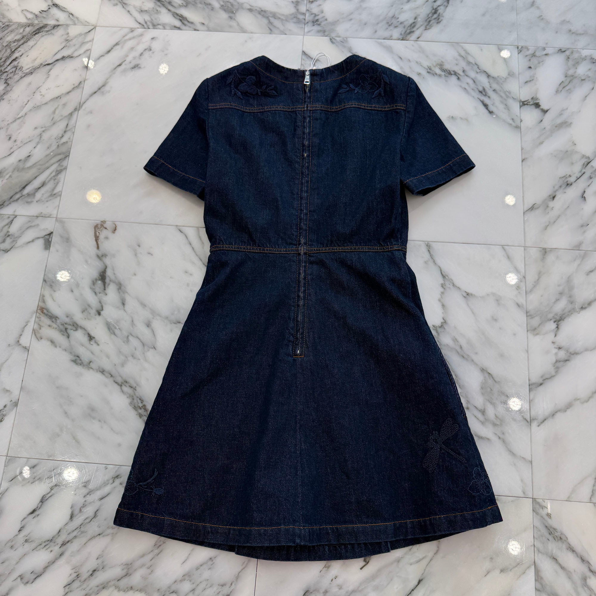 GUCCI 2024SS Floral Embroidery Denim Dress 828556 XDDBR Size 36 グッチ フローラル刺繍 デニムドレス サイズ36