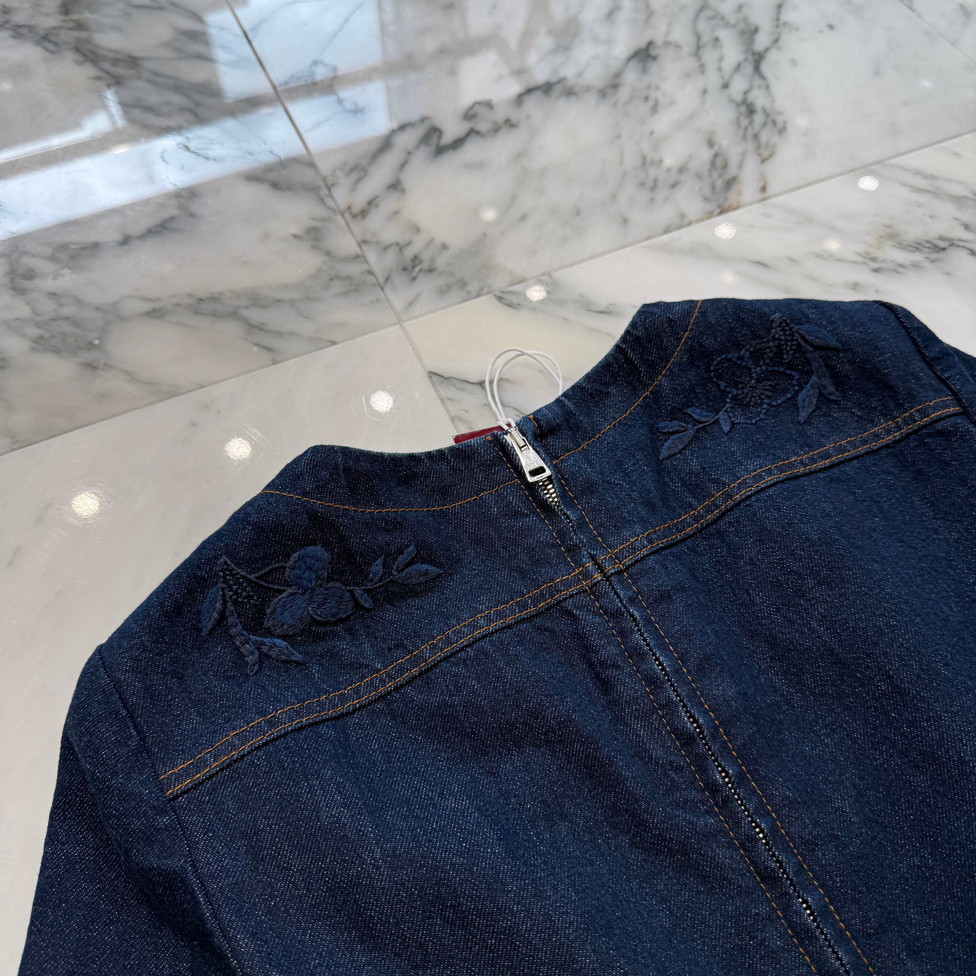 GUCCI 2024SS Floral Embroidery Denim Dress 828556 XDDBR Size 36 グッチ フローラル刺繍 デニムドレス サイズ36