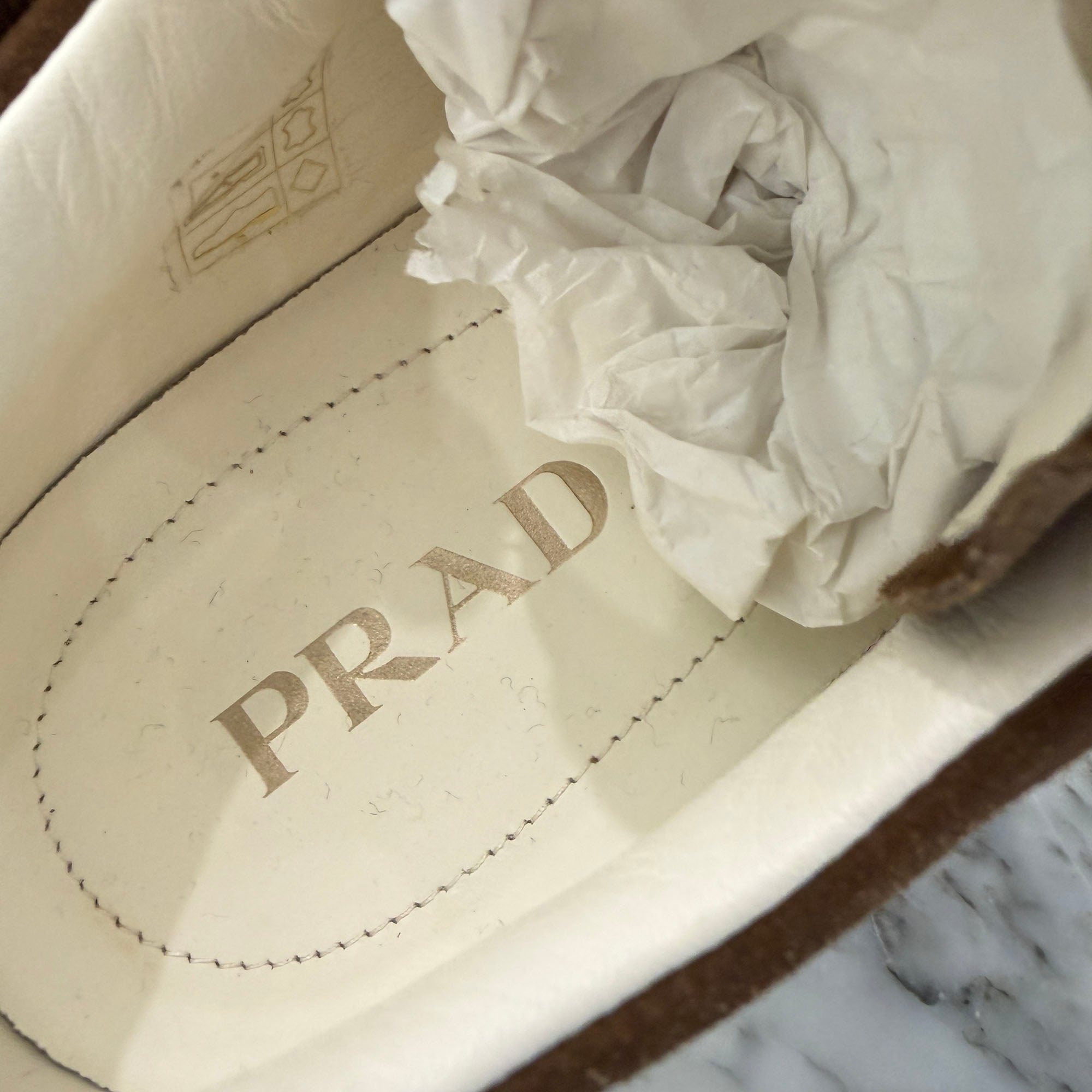 PRADA 2025AW "LANE" Triangle Logo Plate Suede Lace Up Sneakers 2EE394 Size 7.5 (約26.5cm) プラダ "レーン" トライアングルロゴプレート スエード レースアップスニーカー サイズ7.5 (約26.5cm)