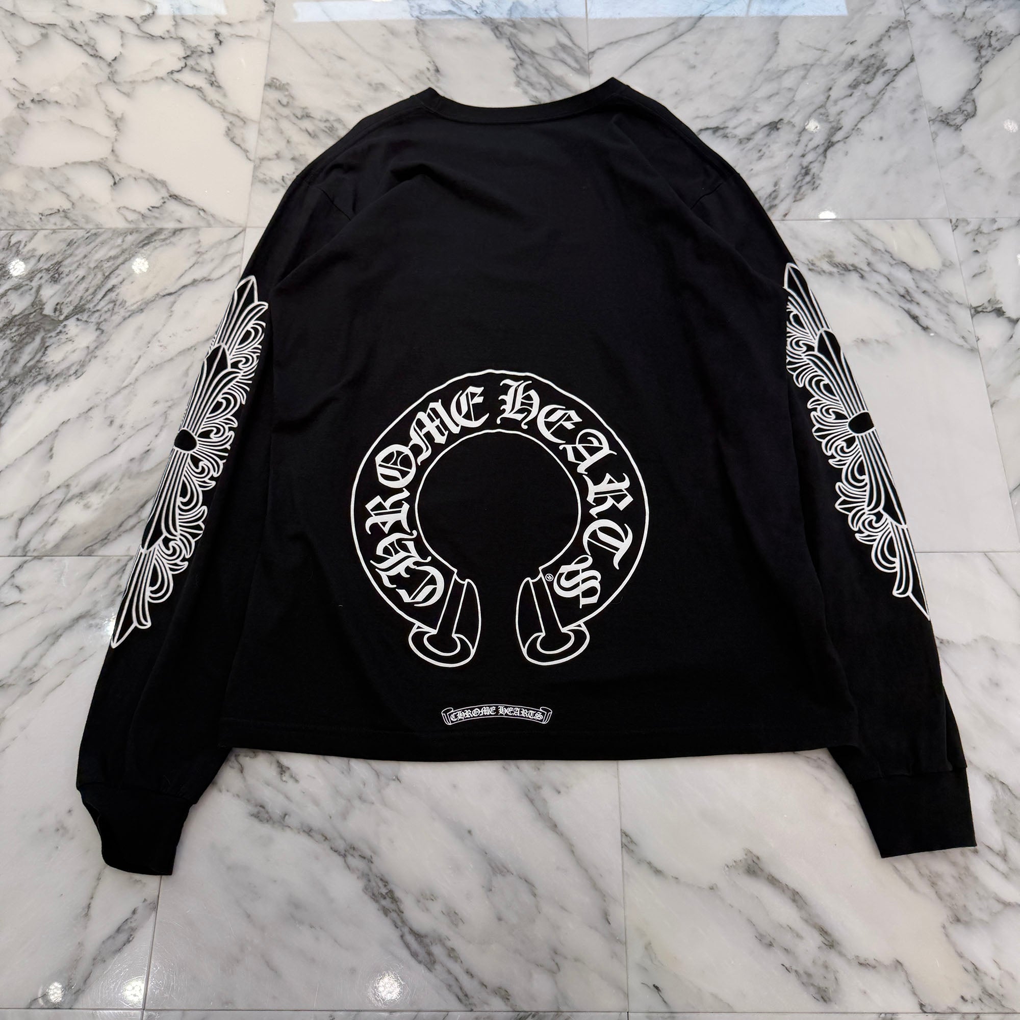 CHROME HEARTS Floral Cross Horseshoe Long Sleeve Tee Size XL クロムハーツ フローラルクロス ホースシュー ロングスリーブ Tシャツ サイズXL