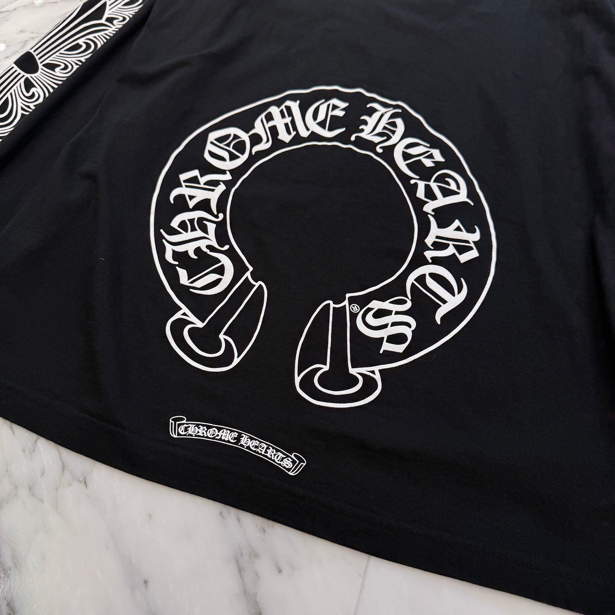 CHROME HEARTS Floral Cross Horseshoe Long Sleeve Tee Size XL クロムハーツ フローラルクロス ホースシュー ロングスリーブ Tシャツ サイズXL