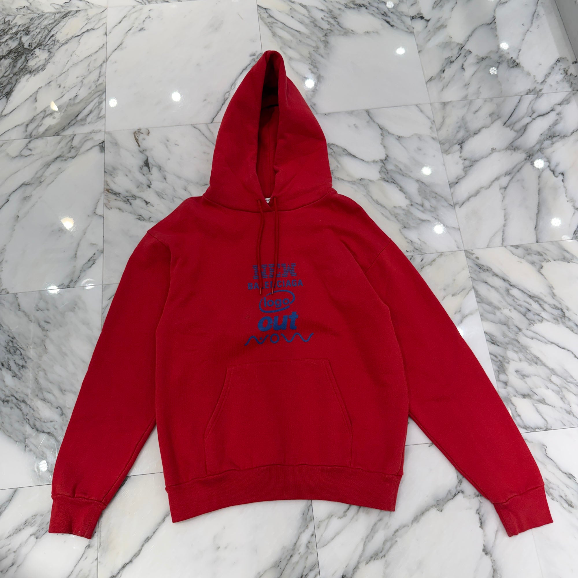 BALENCIAGA 2017AW " 57 Avenue Montaigne, Paris 75008 " Back Print Pullover Hoodie 518241 TYK45 Size L バレンシアガ "モンテーニュ通り57番地 パリ75008" バックプリント プルオーバーフーディー サイズL