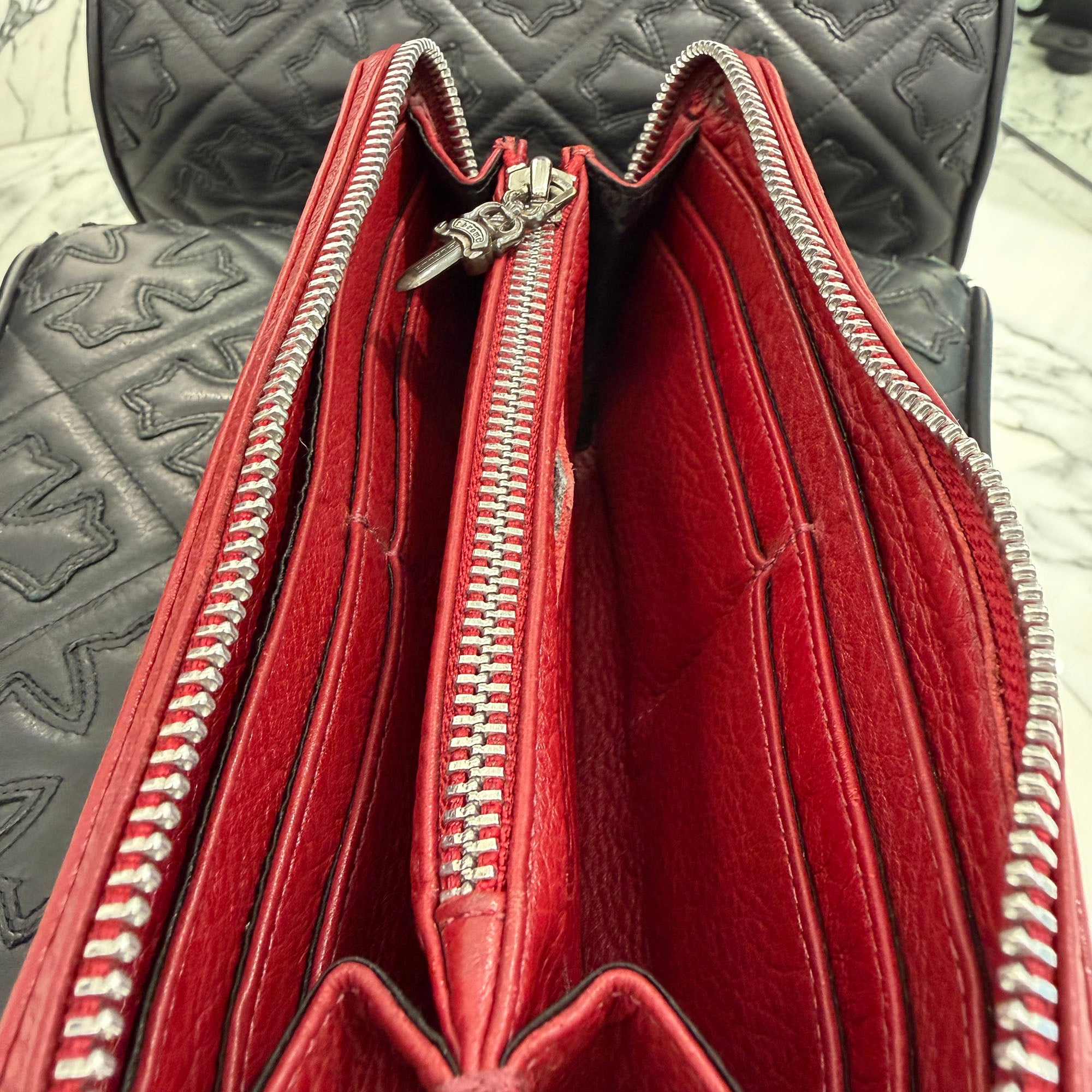 CHROME HEARTS 3 Cemetery Leather Cross Patch F Zip Wallet クロムハーツ 3 セメタリー レザークロスパッチ Fジップ ウォレット