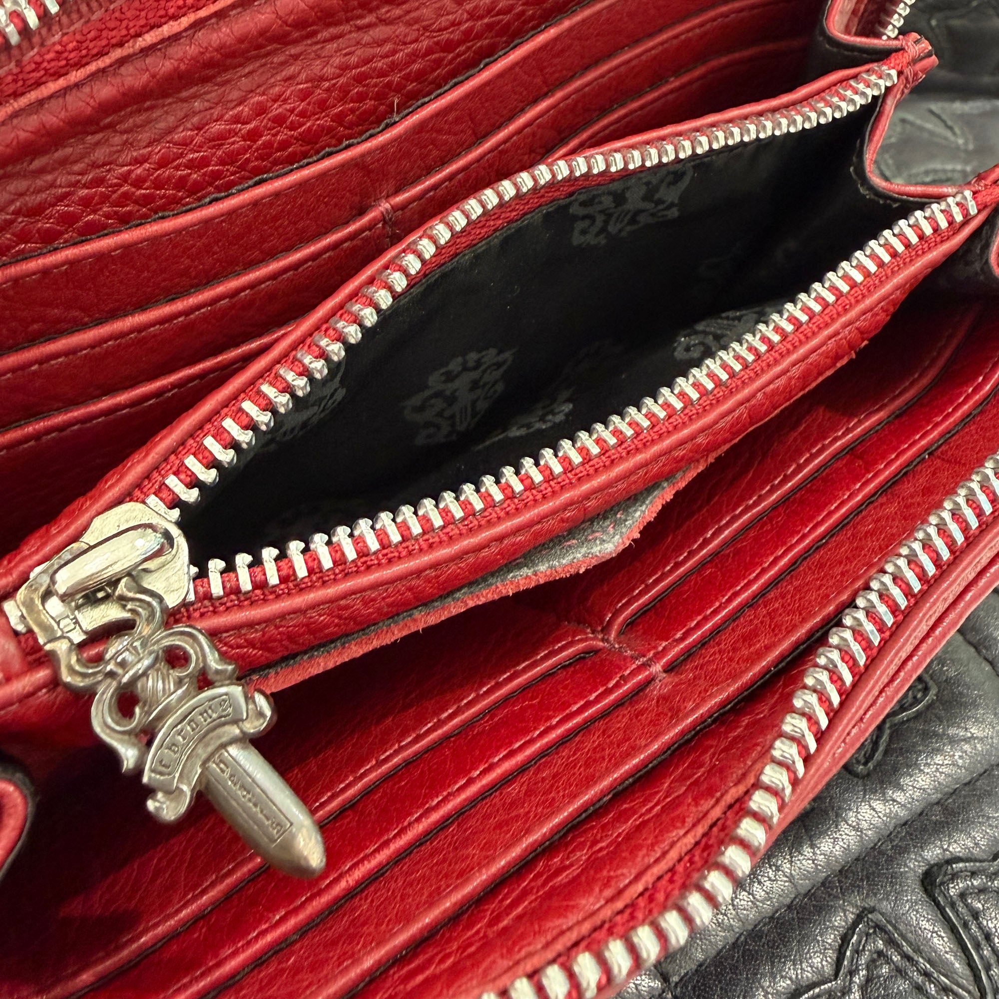 CHROME HEARTS 3 Cemetery Leather Cross Patch F Zip Wallet クロムハーツ 3 セメタリー レザークロスパッチ Fジップ ウォレット