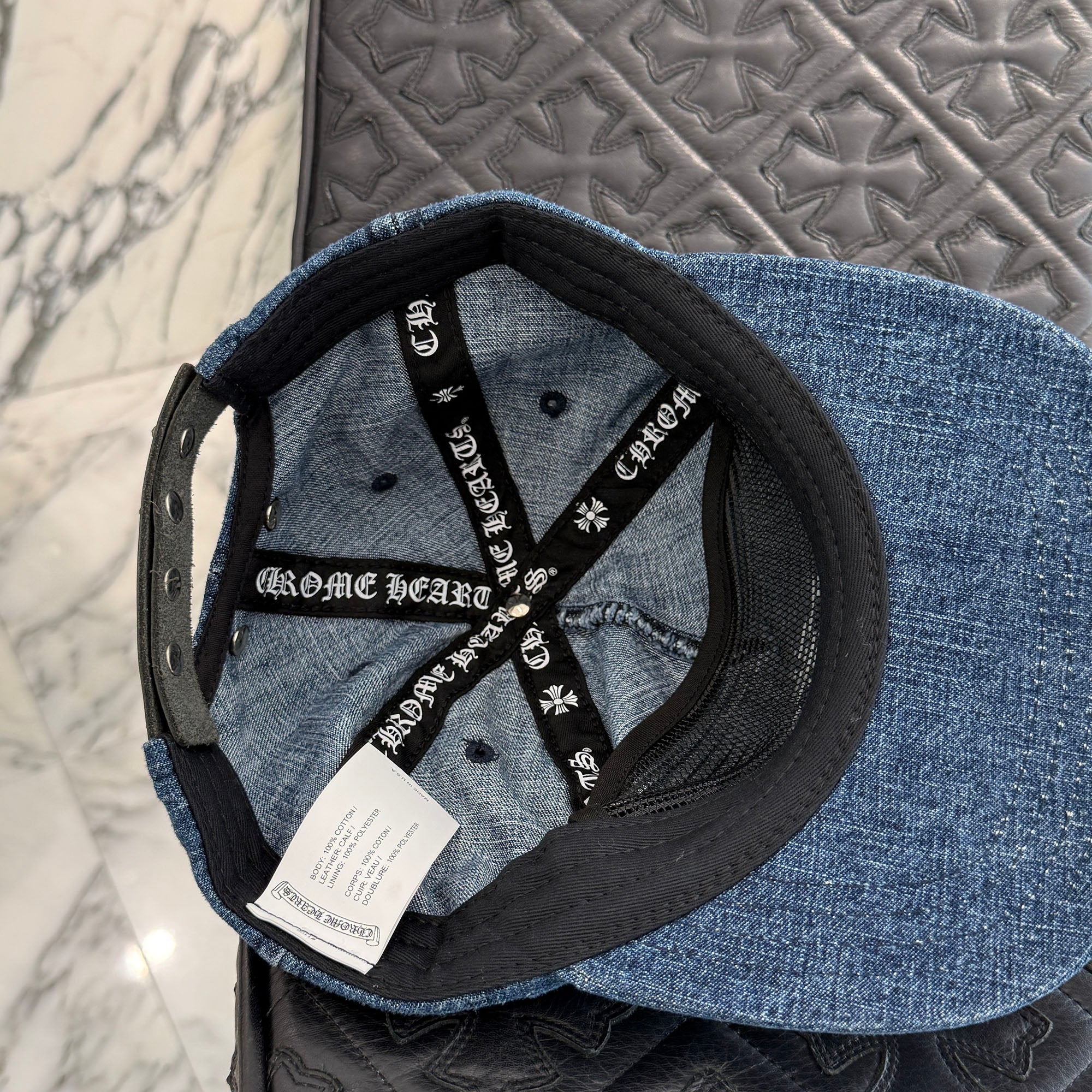 CHROME HEARTS 2024SS Vine Dagger Embroidery Denim Trucker Cap Size