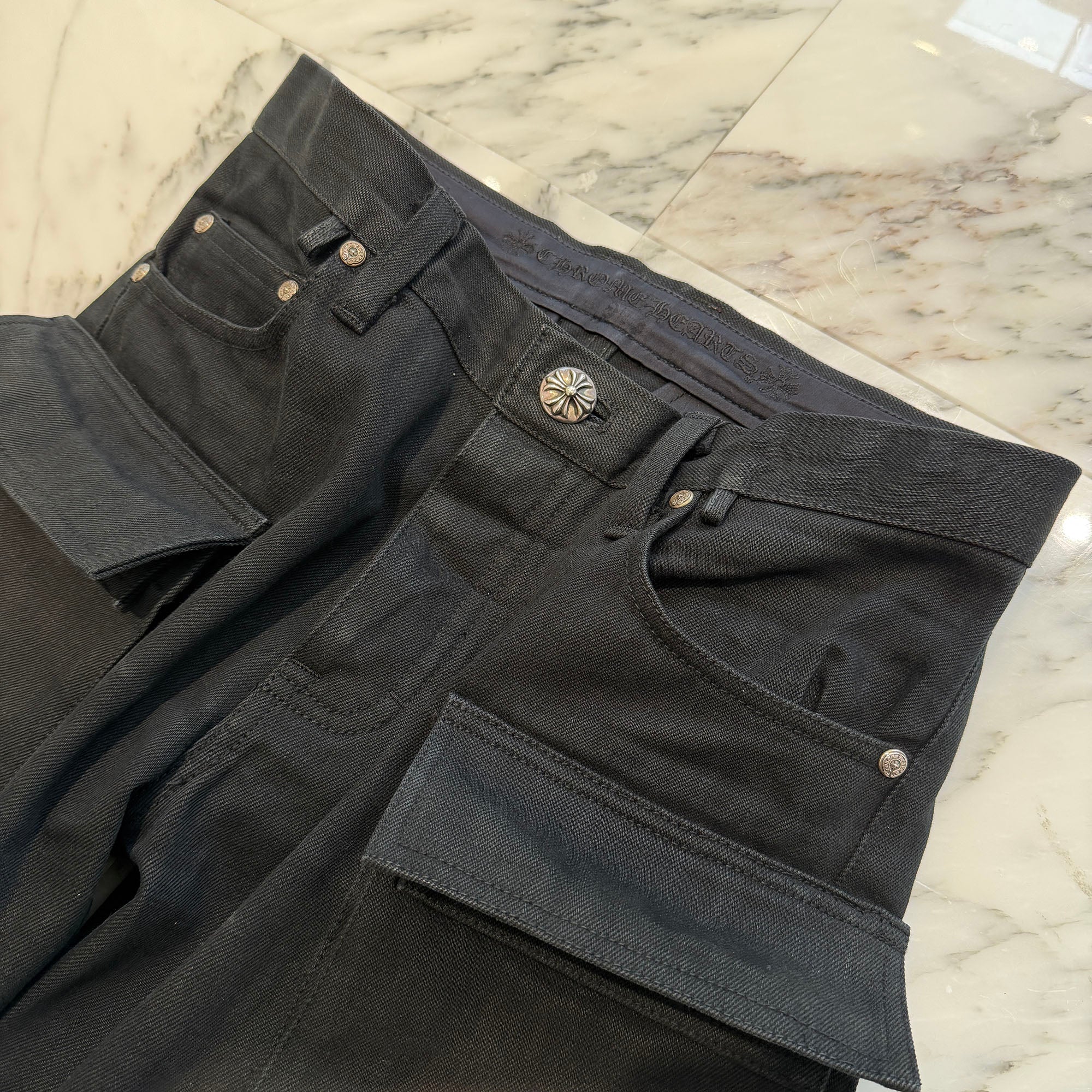 CHROME HEARTS DEVIL DOG Cross Ball Button Cargo Pants Size 30 クロムハーツ デビルドッグ クロスボールボタン カーゴパンツ サイズ30