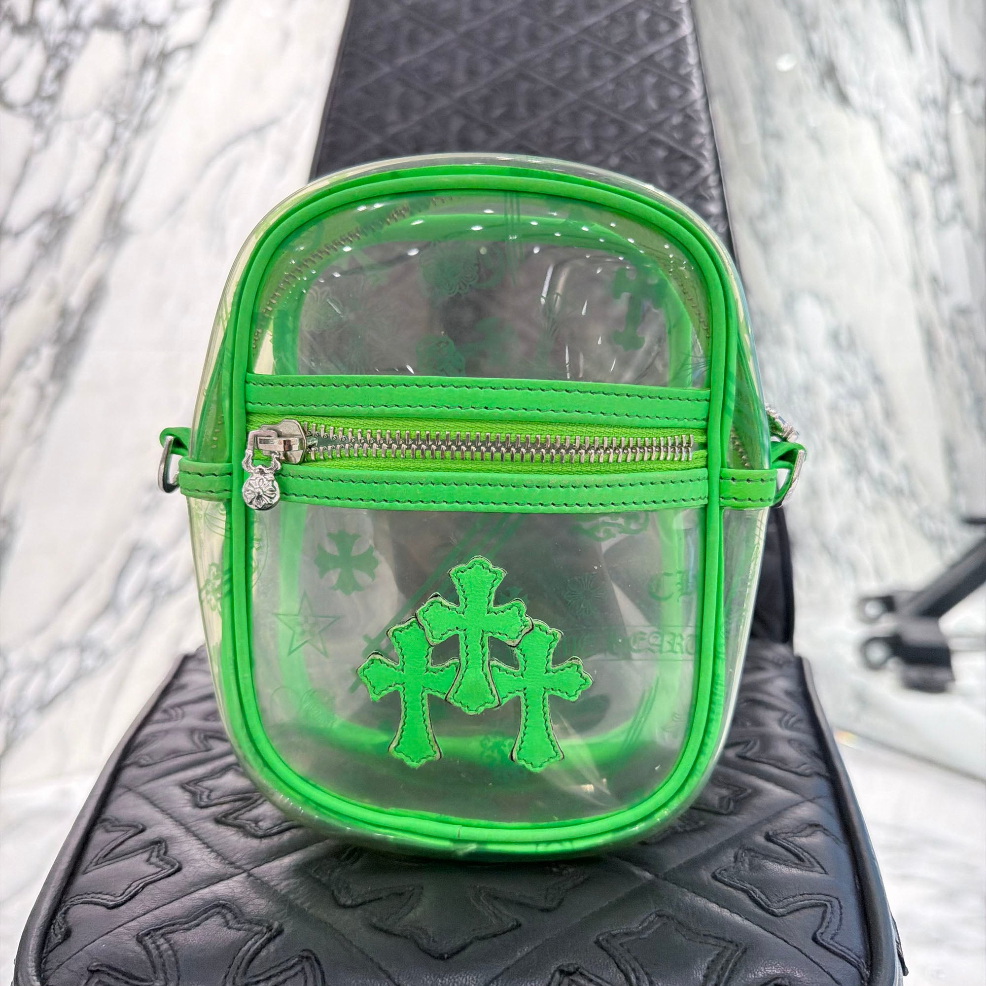 CHROME HEARTS TAKAMINI PVC 3 Cemetery Cross Patch Leather Shoulder Bag クロムハーツ タカミニ PVC 3セメタリークロスパッチ レザーショルダーバッグ